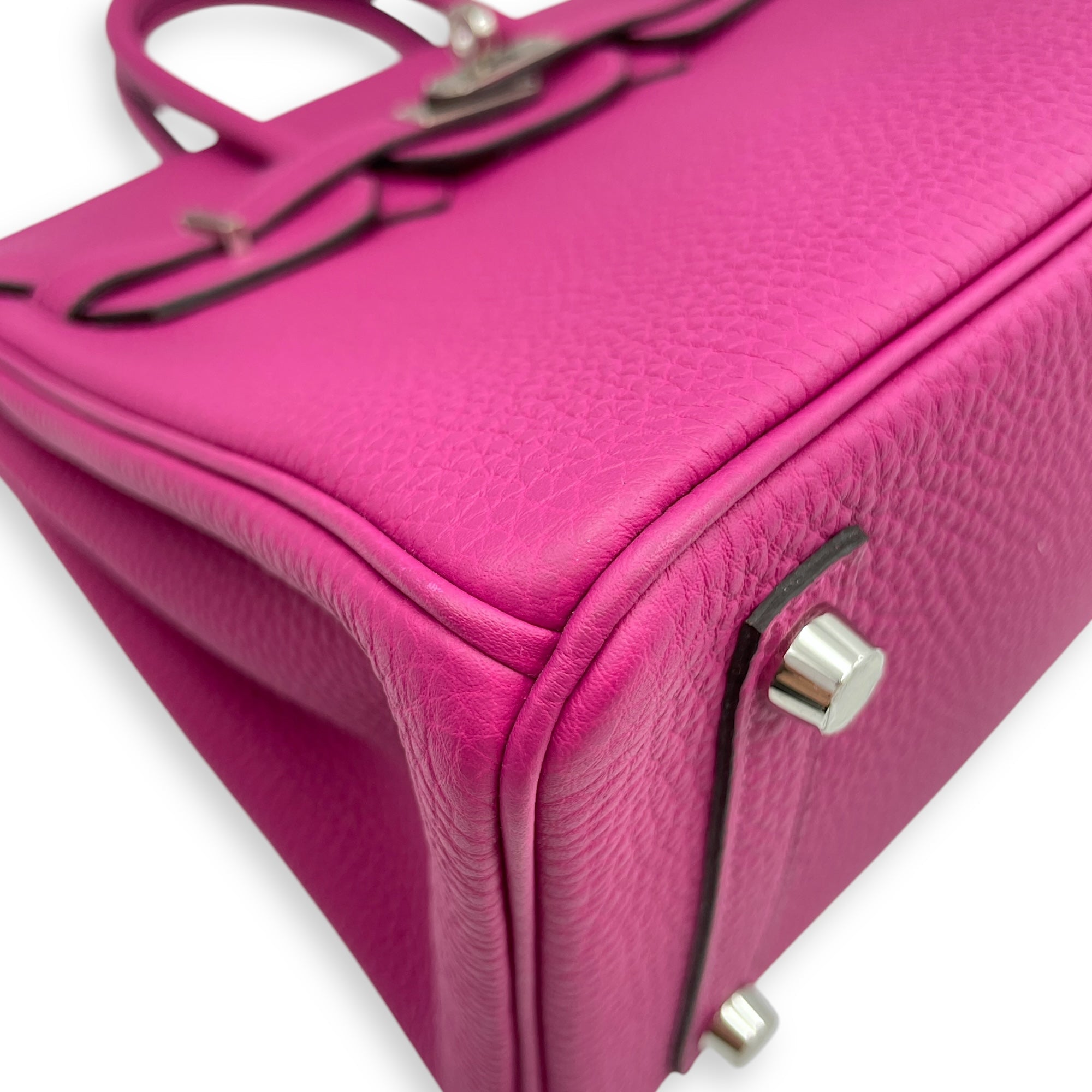 Birkin 25 Rose Pourpre in Togo, Palladium hardware