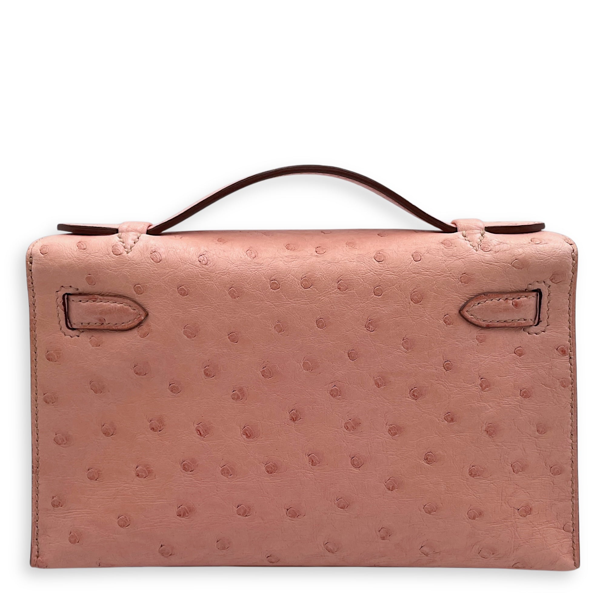 Kelly Pochette Terre Cuite in Ostrich, Gold hardware