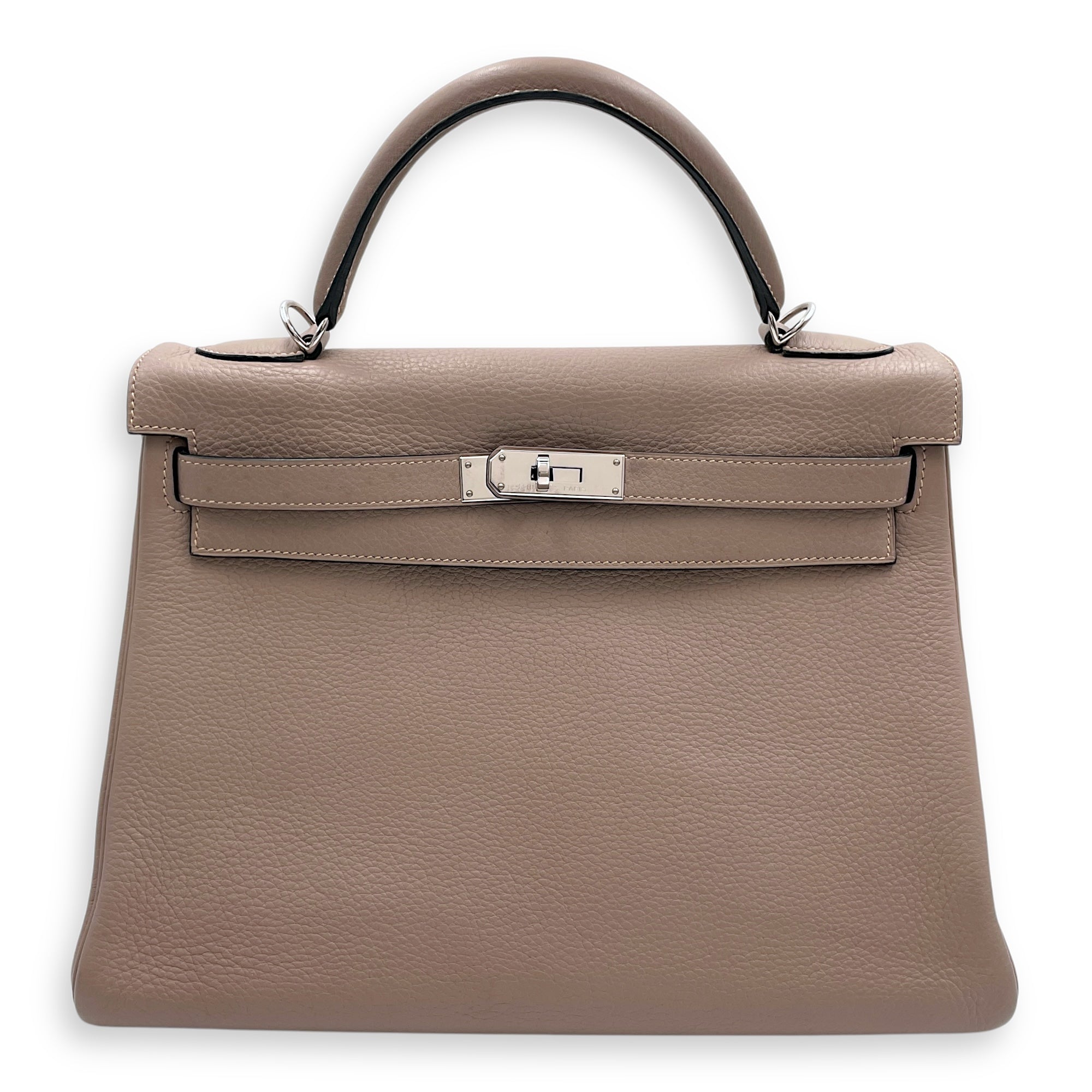 Kelly 32 Gris Tourterelle in Clemence, Palladium hardware