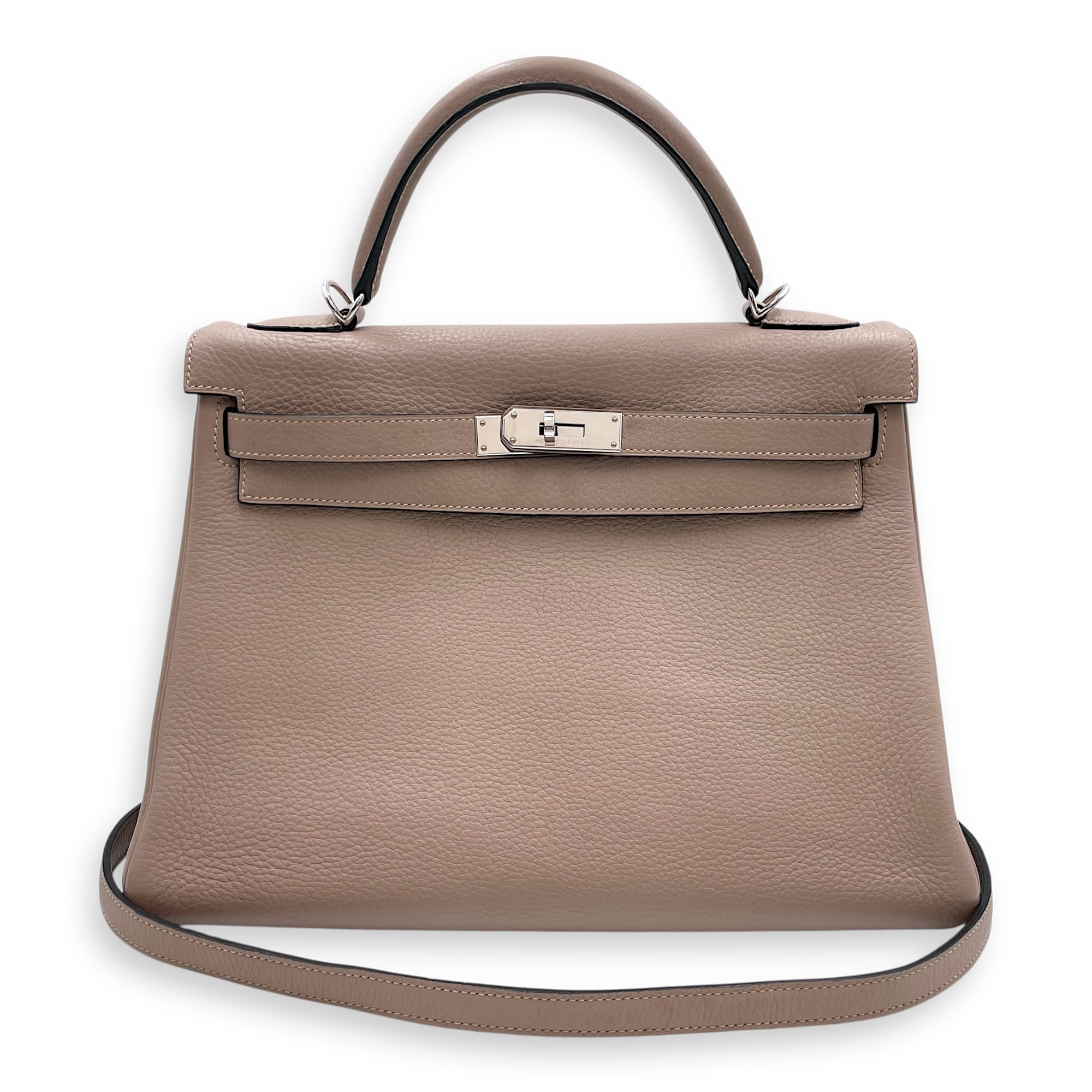Kelly 32 Gris Tourterelle in Clemence, Palladium hardware