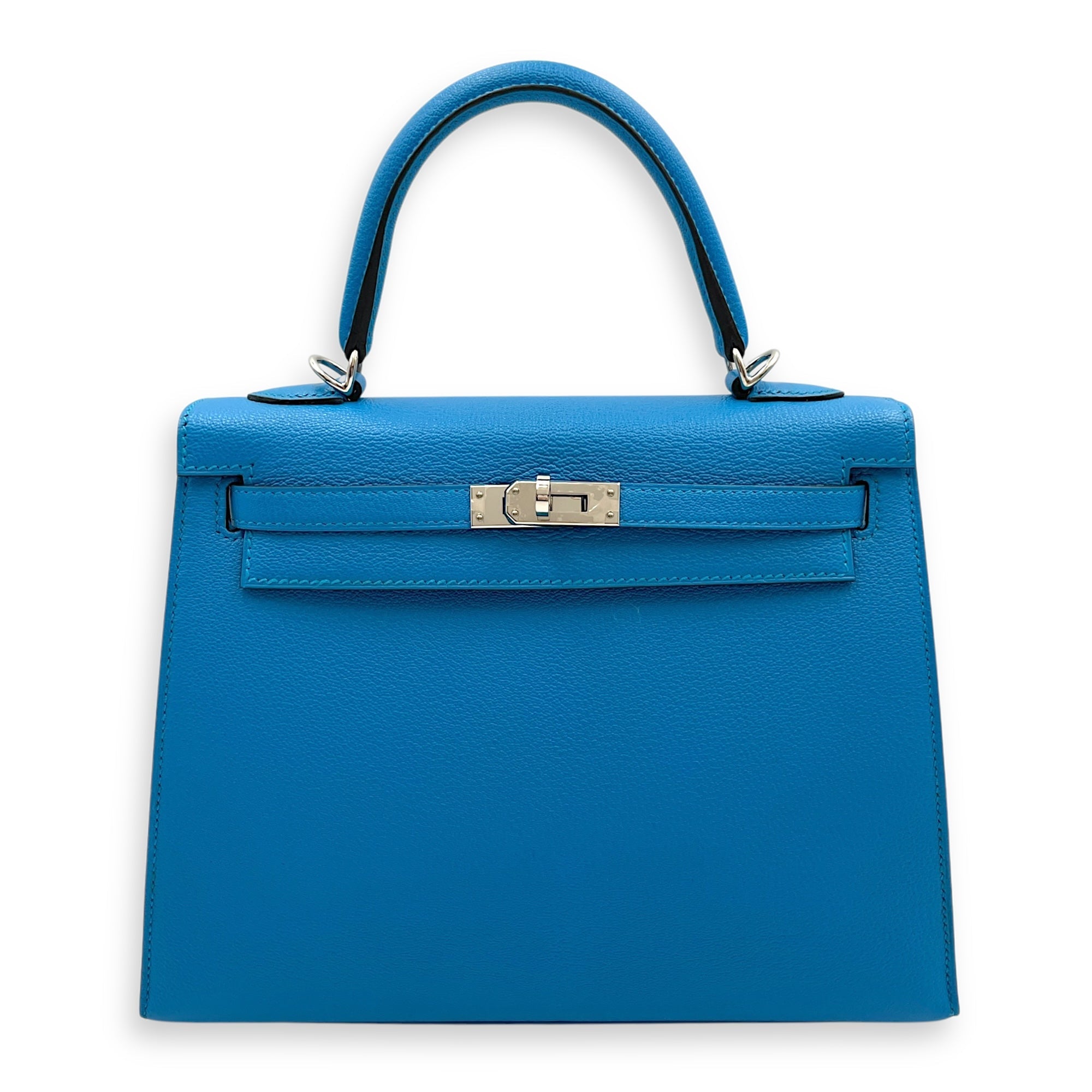Sellier Kelly 25 Blue Zanzibar in Chevre Mysore, Palladium hardware