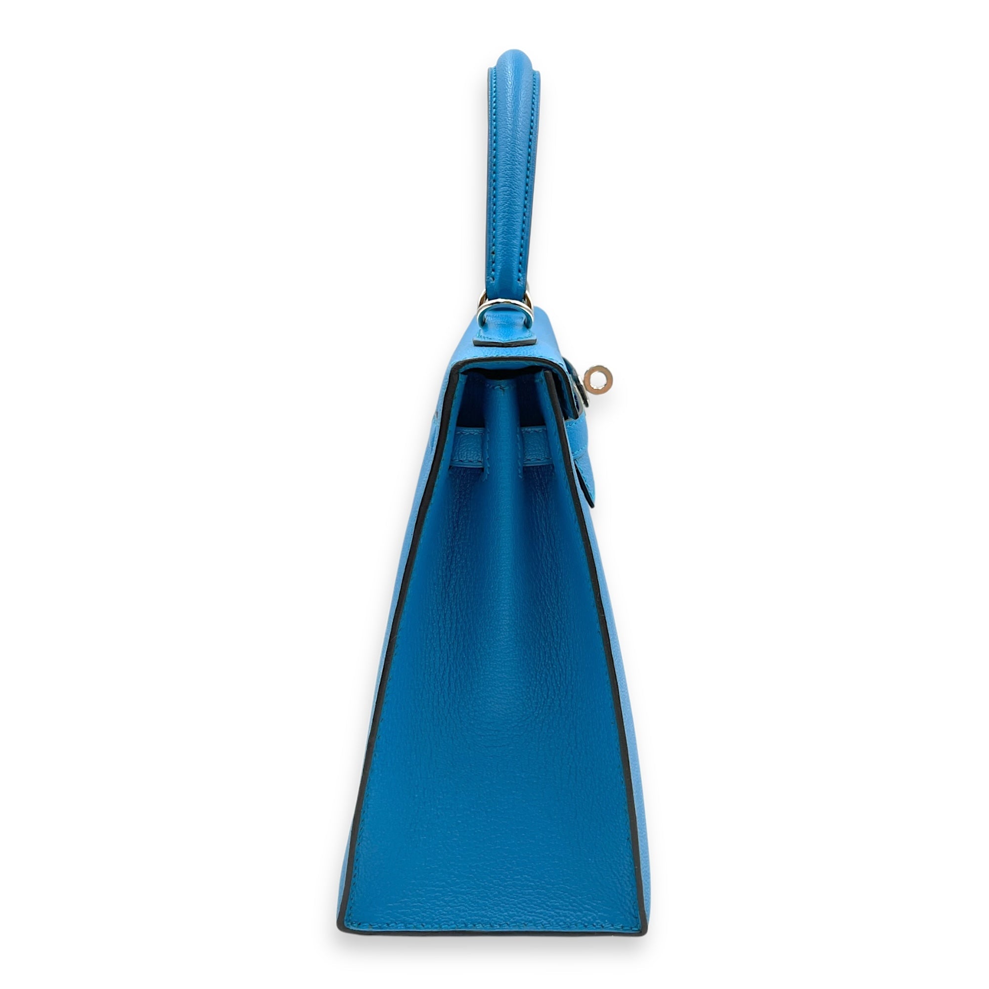 Sellier Kelly 25 Blue Zanzibar in Chevre Mysore, Palladium hardware