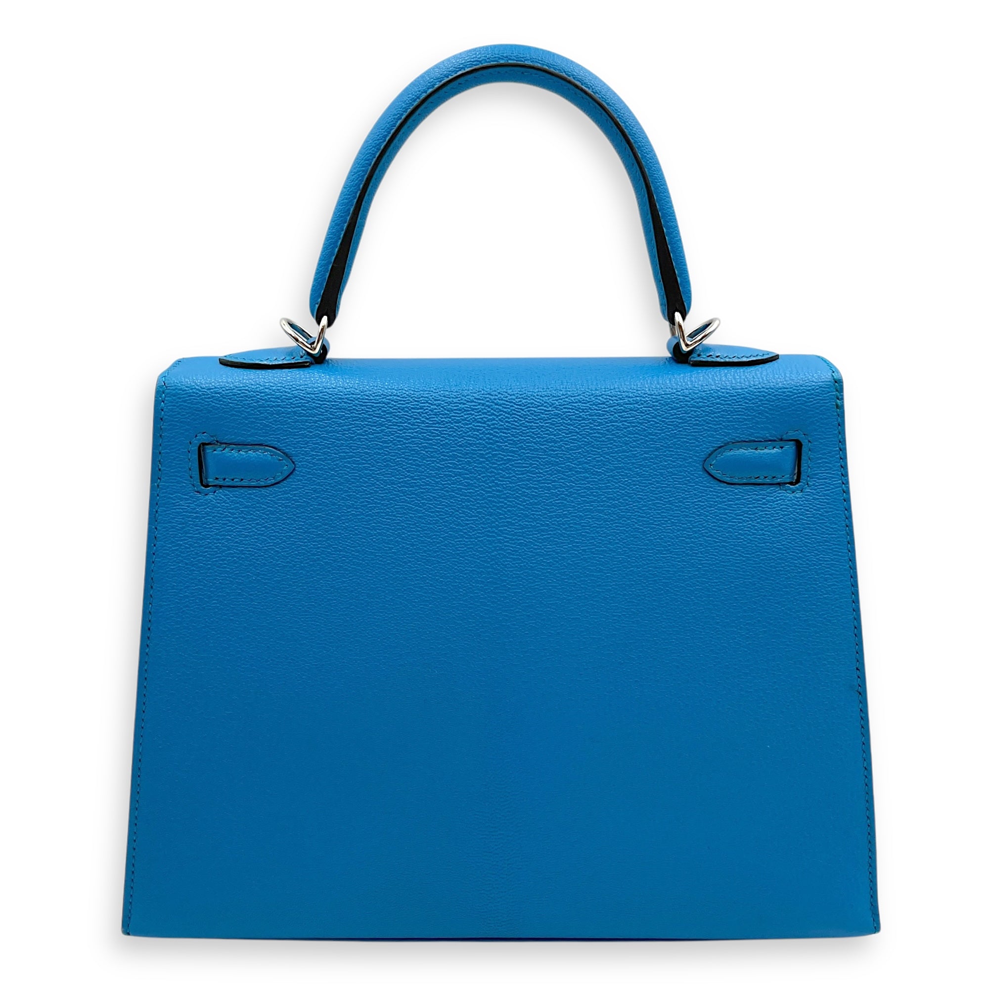 Sellier Kelly 25 Blue Zanzibar in Chevre Mysore, Palladium hardware