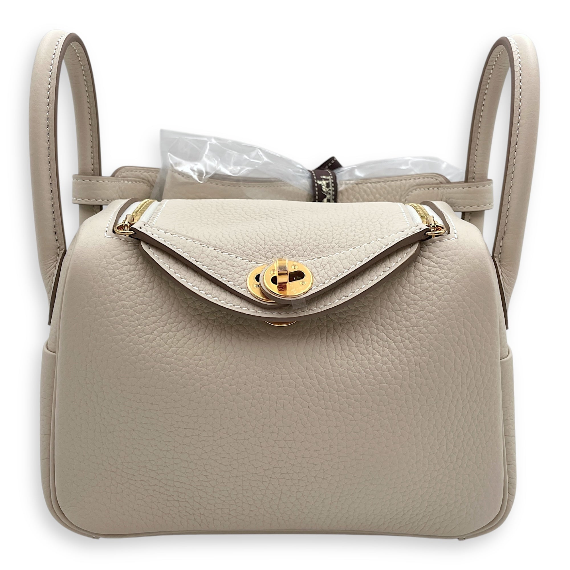 Lindy II Mini Craie in Clemence, Gold hardware
