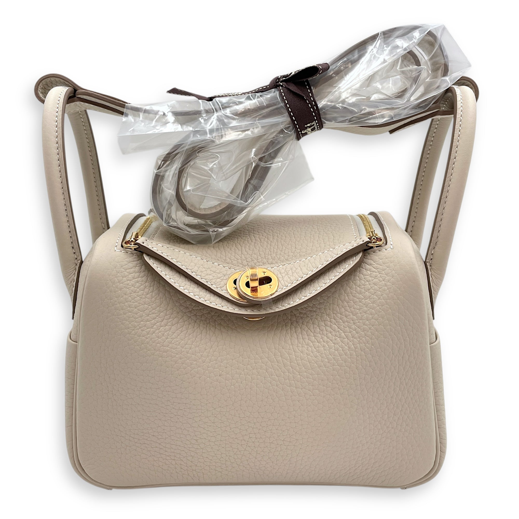 Lindy II Mini Craie in Clemence, Gold hardware