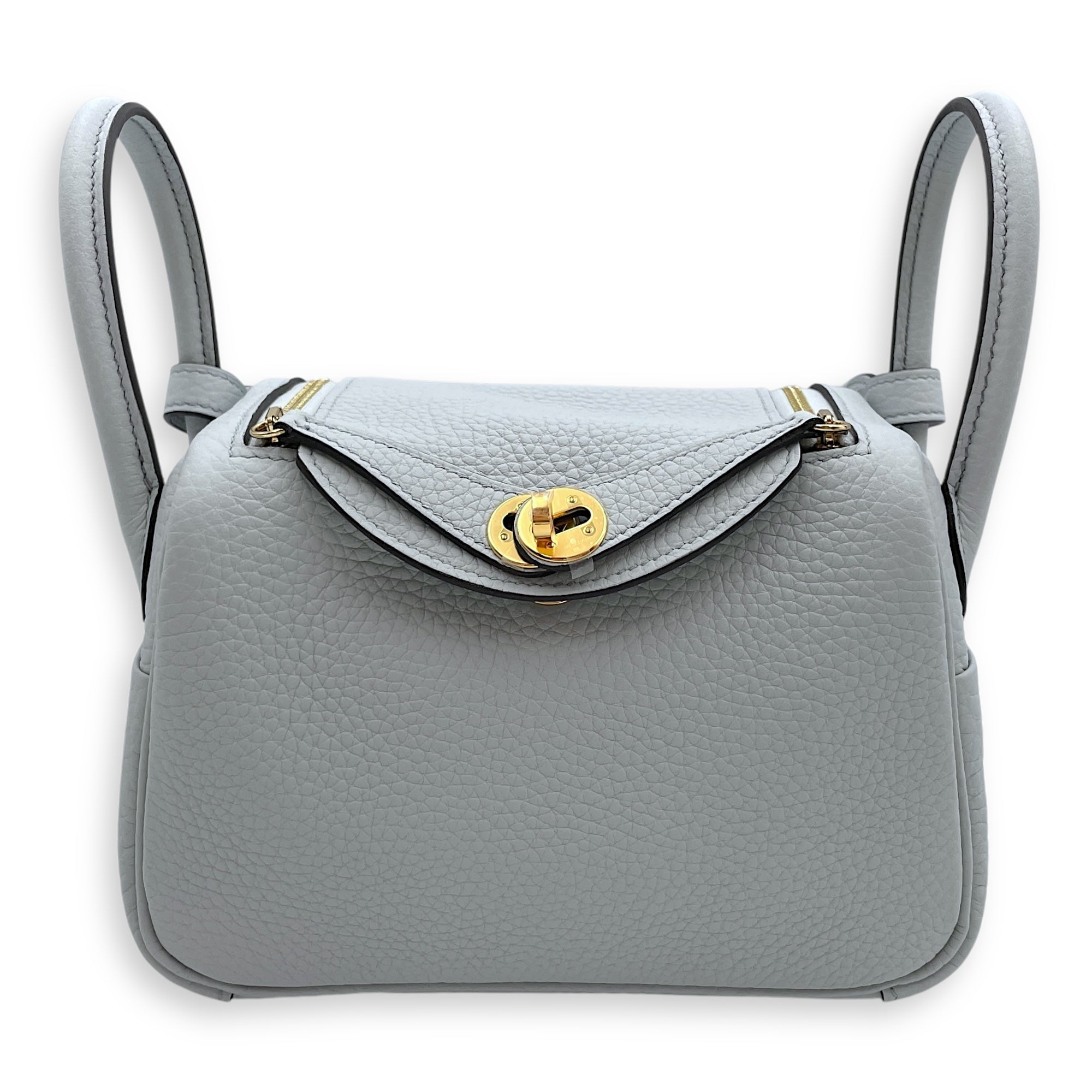 Lindy Mini Blue Pale in Clemence, Gold hardware