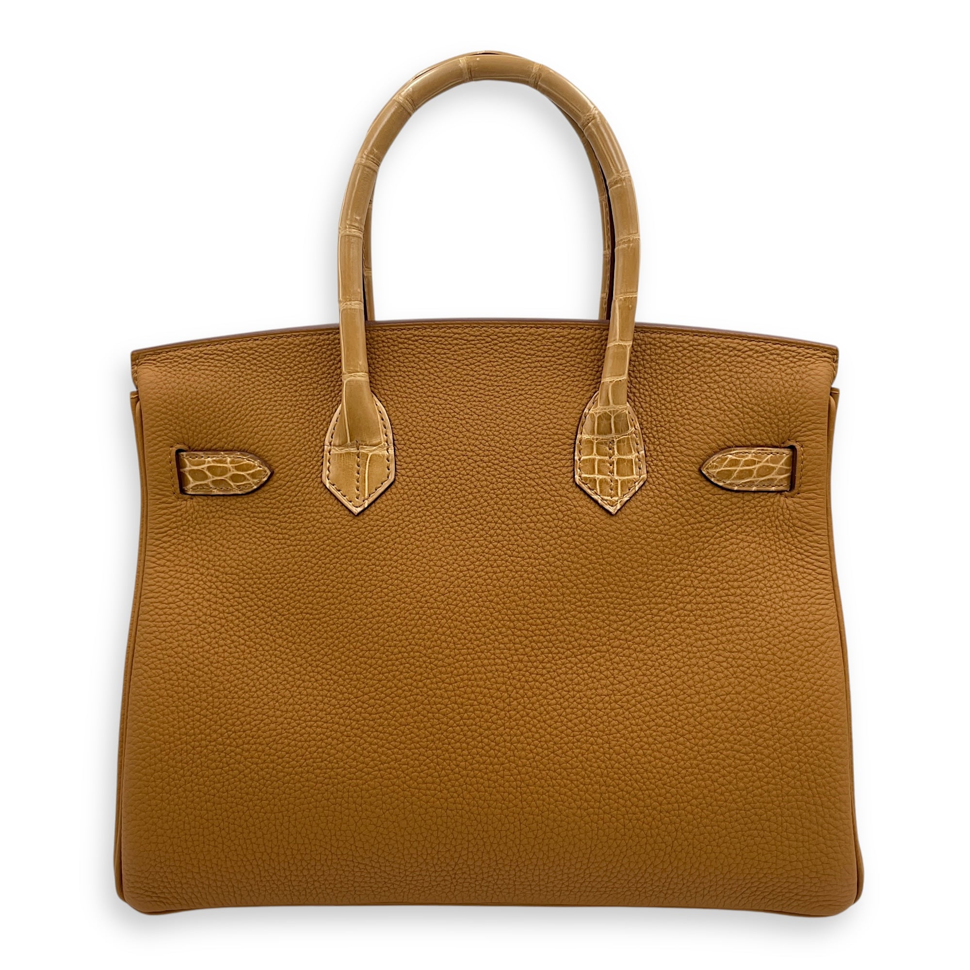 Birkin Touch 30 Caramel/Tabac in Togo/Shiny Niloticus, Gold hardware