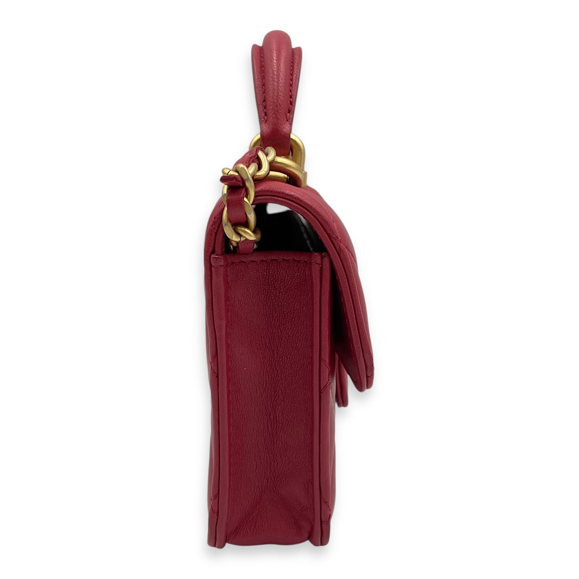 CC Mini Top Handle 12cm Pink Crossbody Bag in Lambskin, Gold hardware