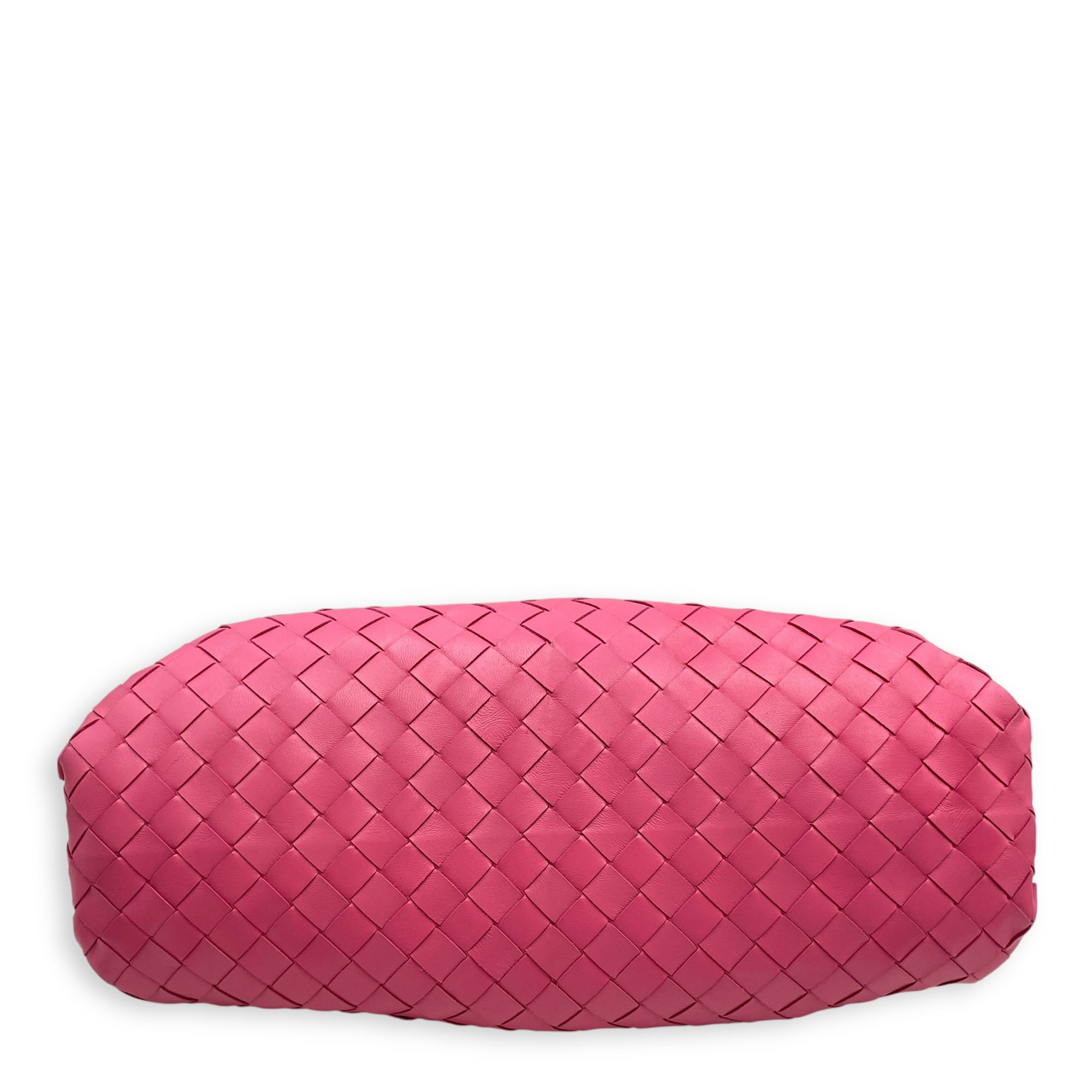 Intrecciato Pink Clutch in Nappa Leather, Silver hardware