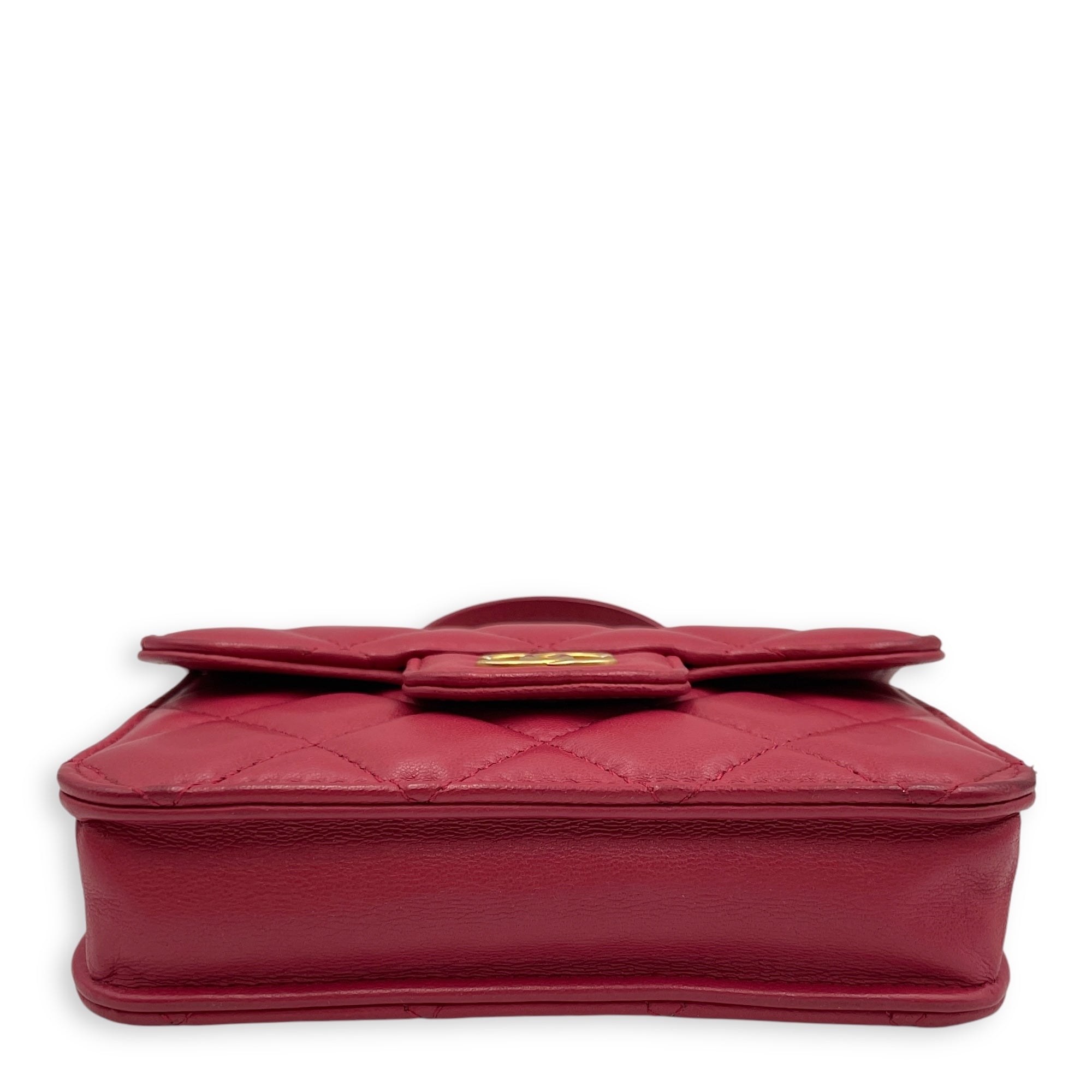 CC Mini Top Handle 12cm Pink Crossbody Bag in Lambskin, Gold hardware