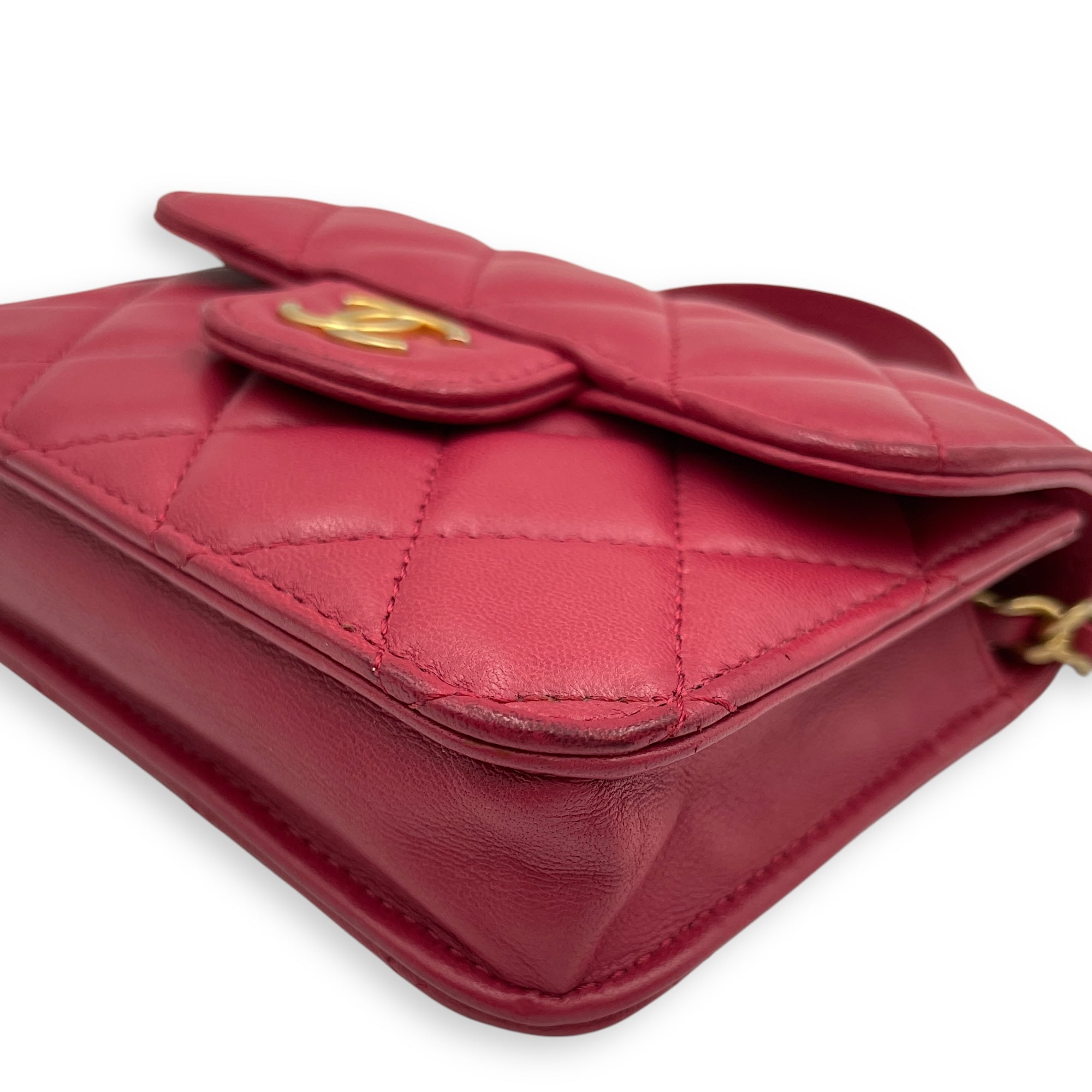 CC Mini Top Handle 12cm Pink Crossbody Bag in Lambskin, Gold hardware