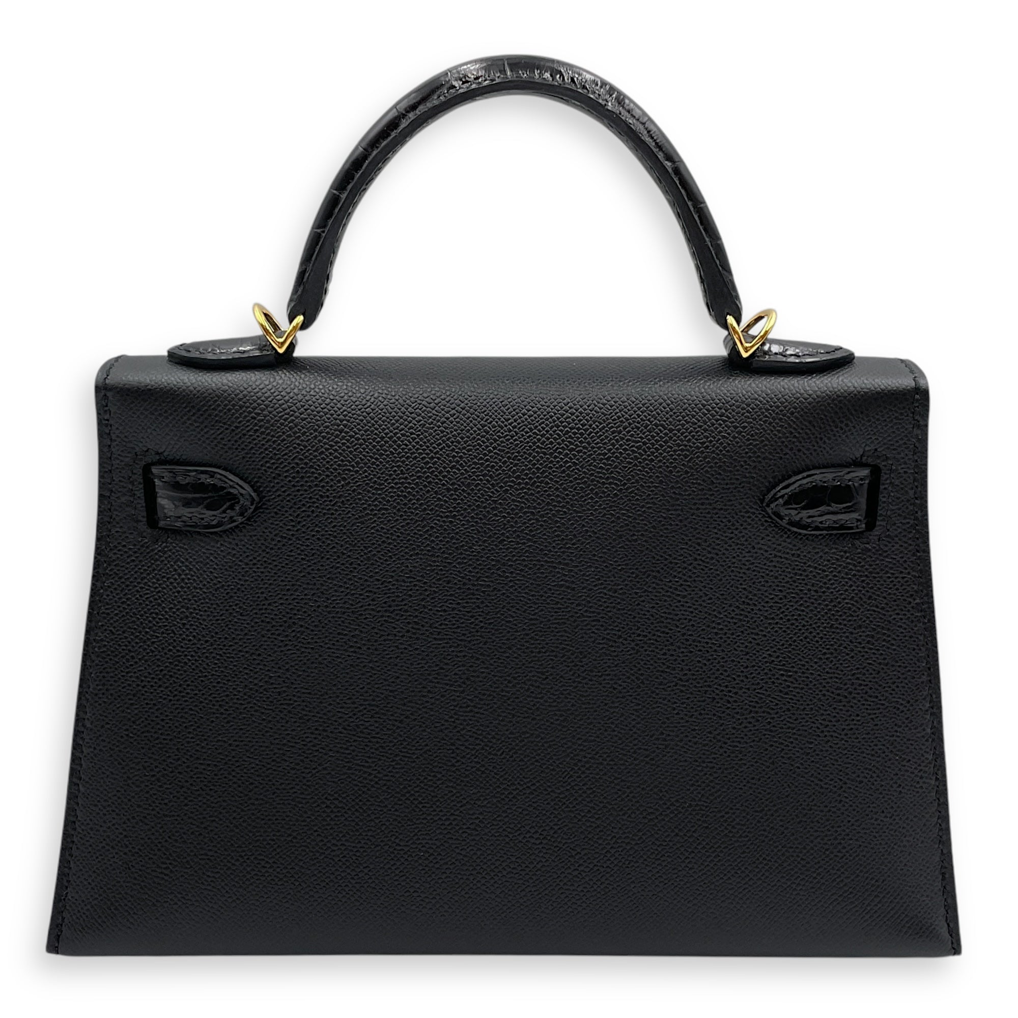 Sellier Kelly Touch 20 Black in Madame/Matte Alligator, Gold hardware