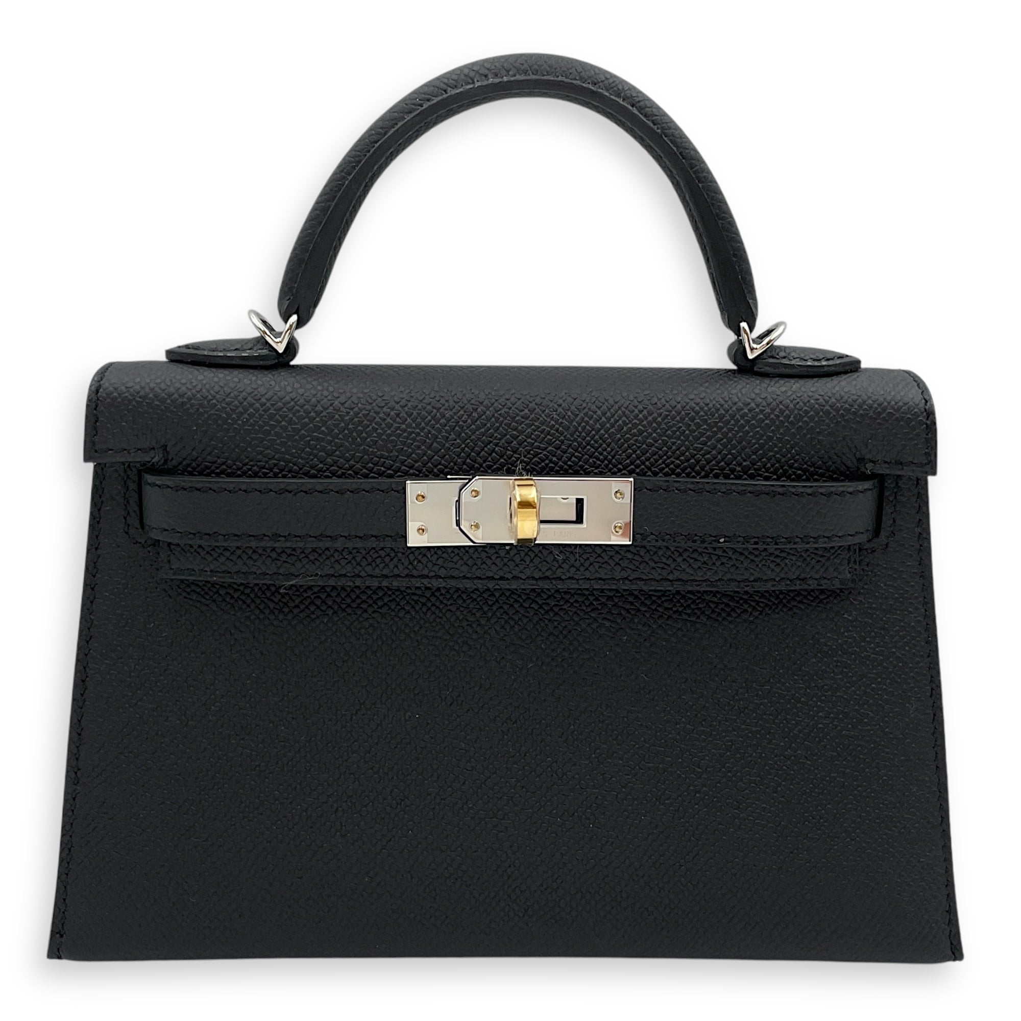 Sellier Kelly 20 Black Electrum in Epsom, Electrum hardware