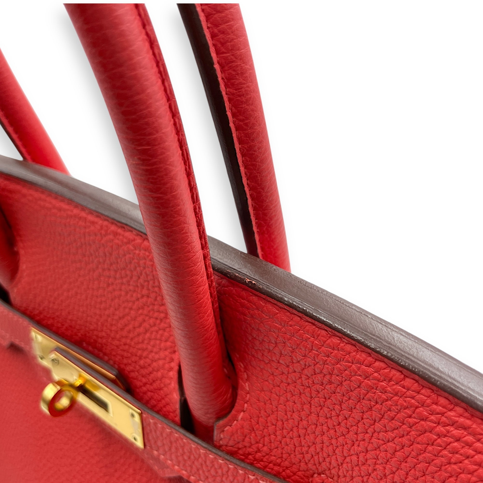 Birkin 30 Rouge Pivoine in Togo, Gold hardware