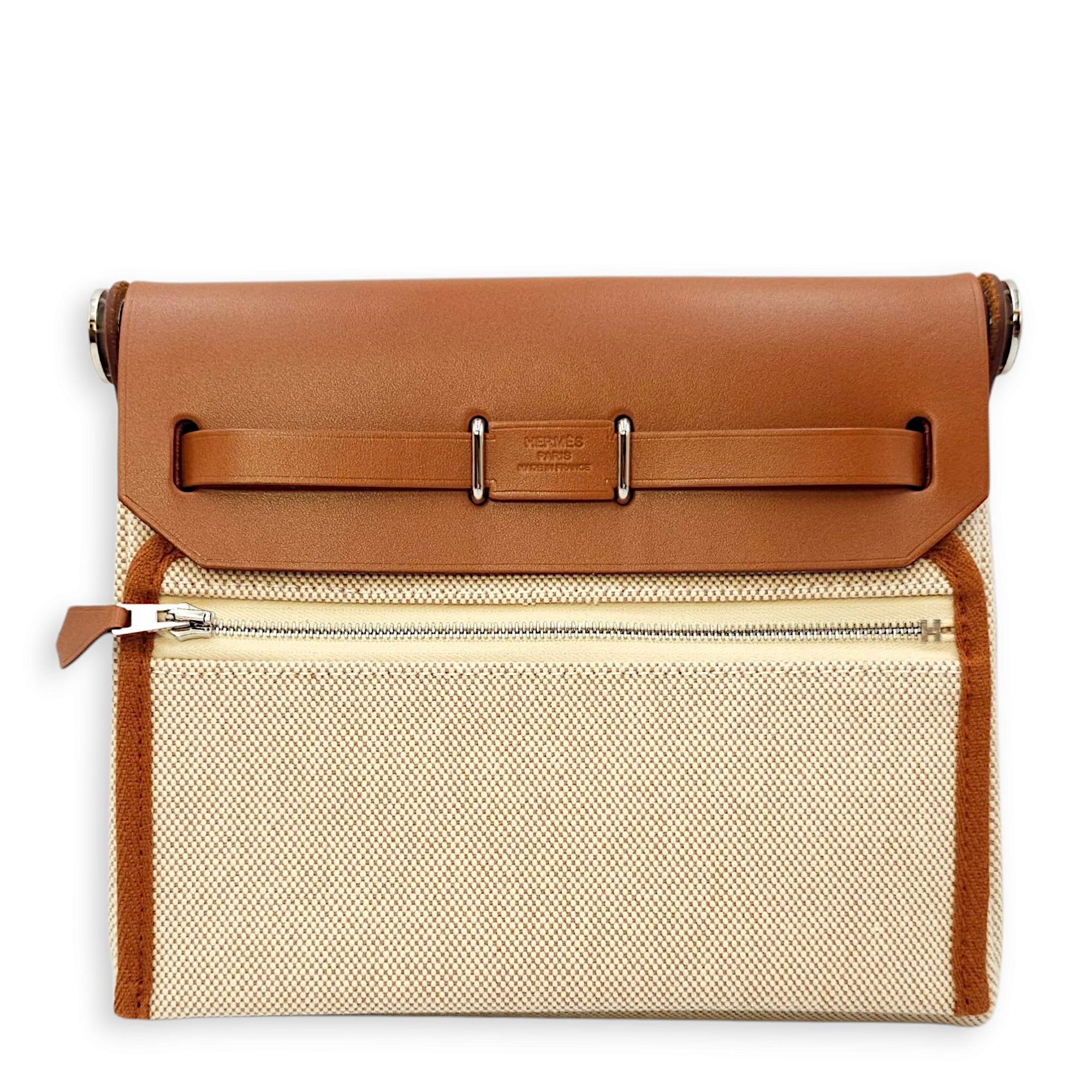 Herbag 20 Ecru-Beige/Fauve in Vache Hunter/Toile, Palladium hardware