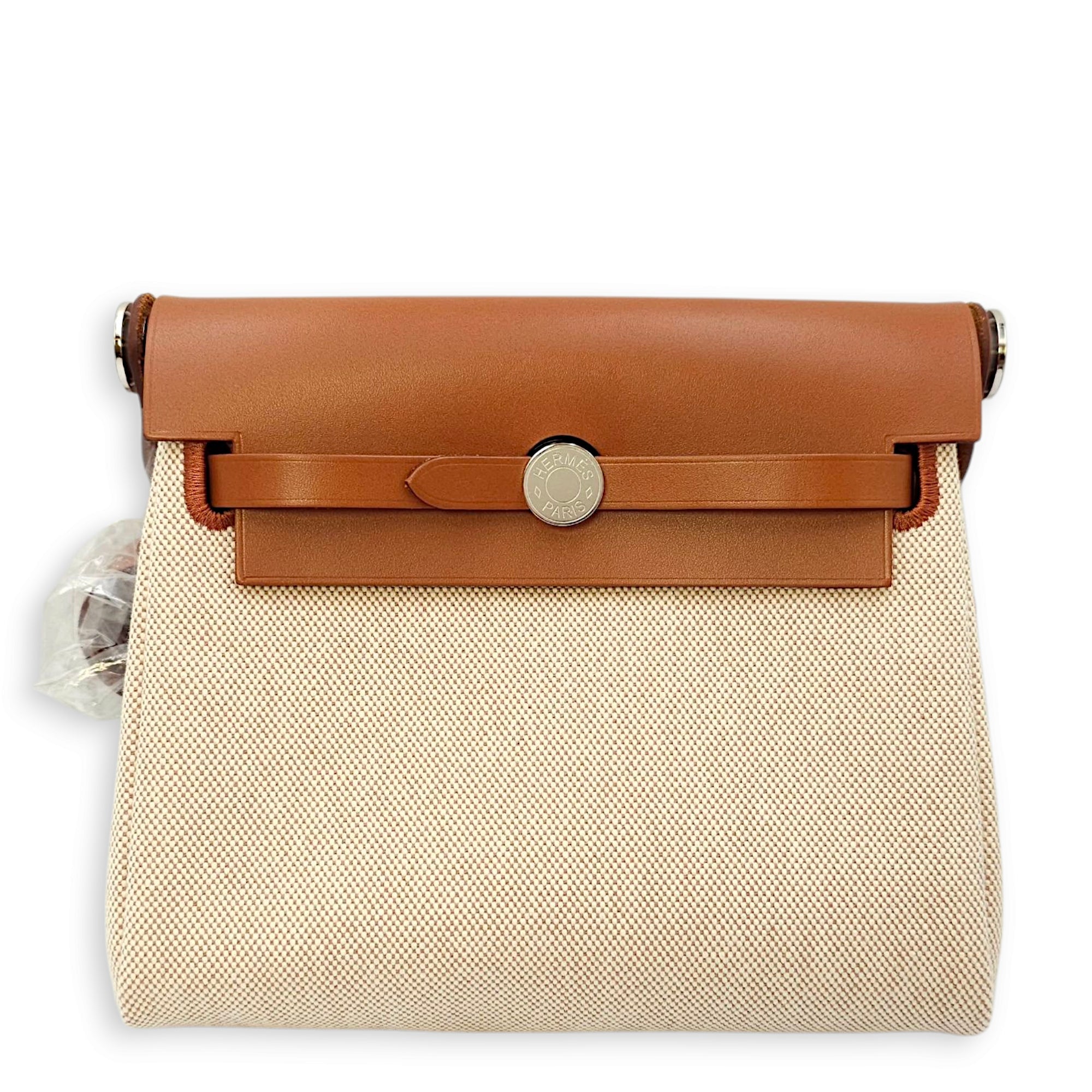 Herbag 20 Ecru-Beige/Fauve in Vache Hunter/Toile, Palladium hardware