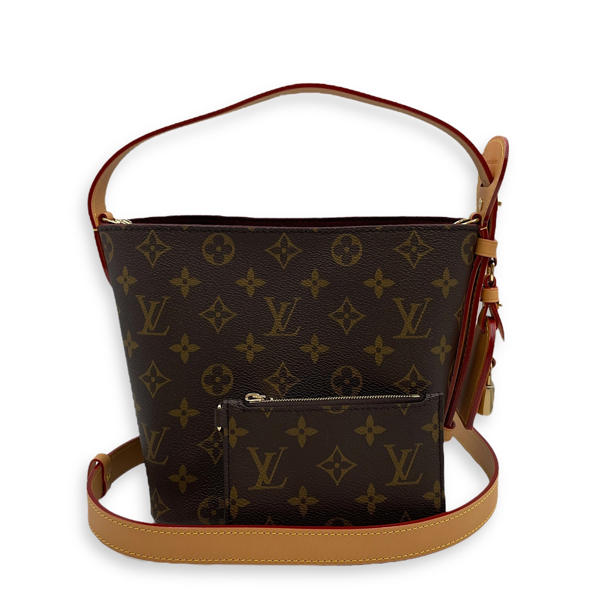 LV all in BB 18 Brown Monogram Shoulder Bag in Coated Canvas, Gold hardware