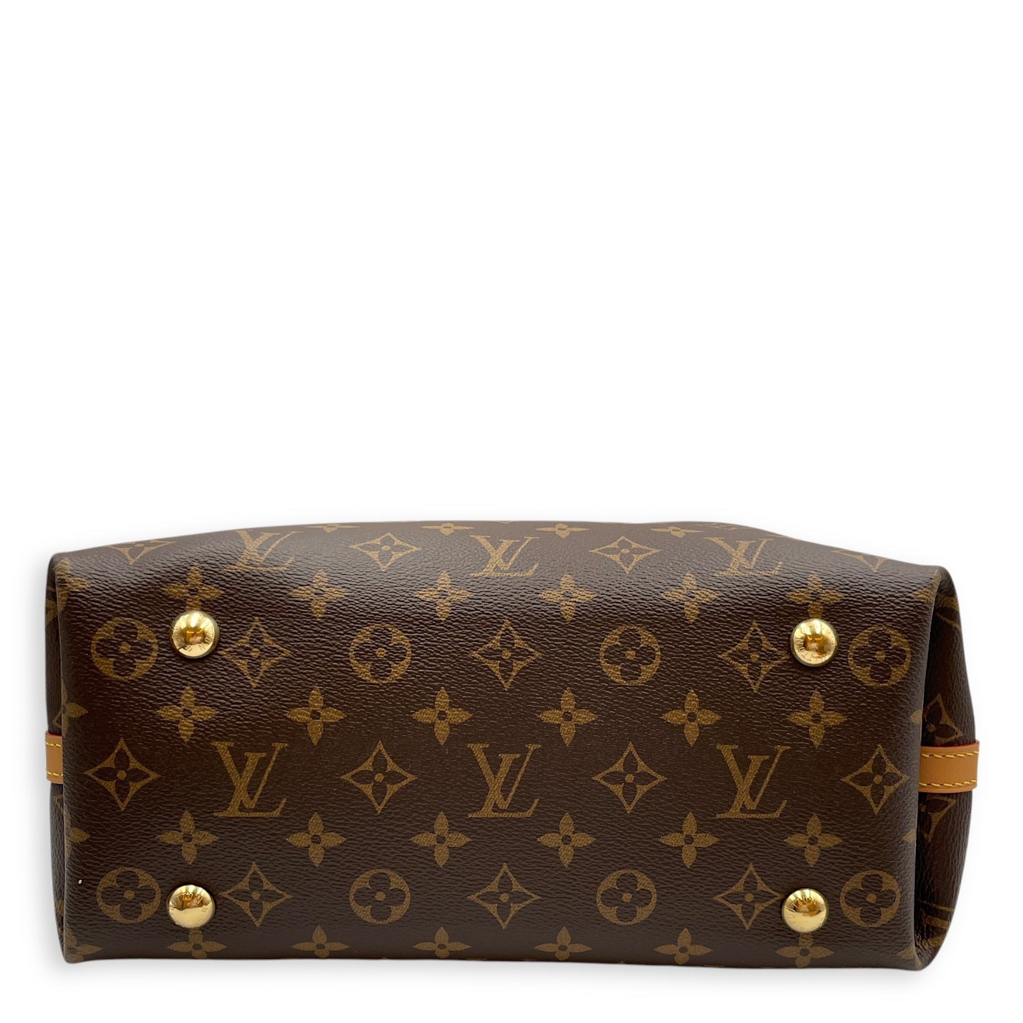 Carryall with Pouch PM Brown Monogram Crossbody Bag in Cowhide Leather, Gold hardware
