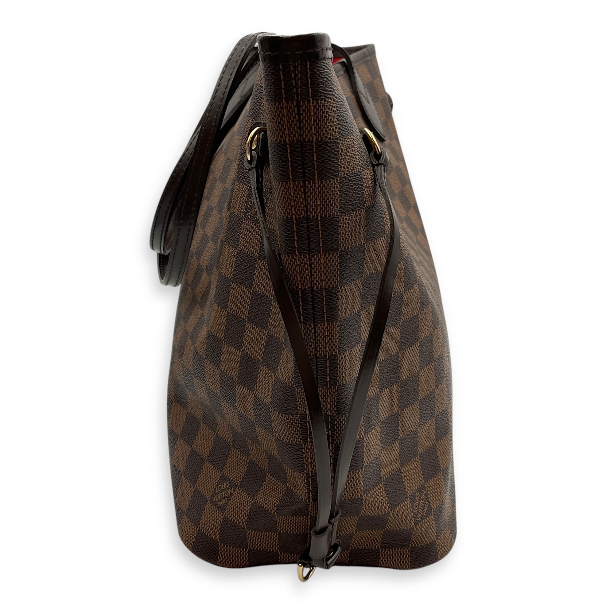 Neverfull Medium Brown Shoulder Bag in Coated Canvas, Gold hardware