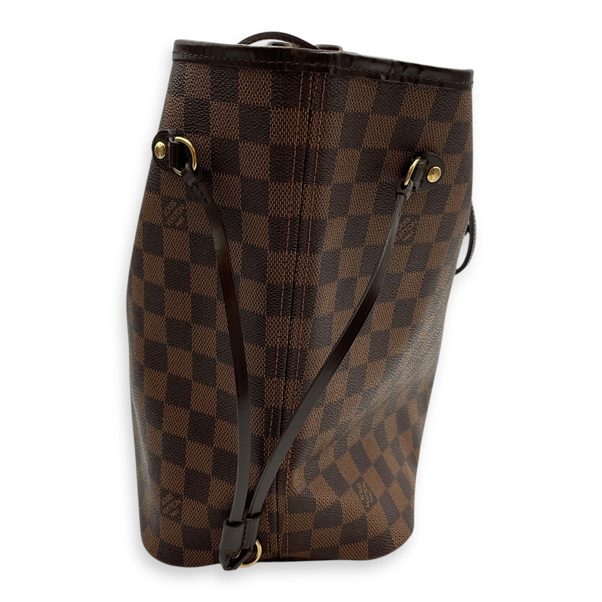 Neverfull Medium Brown Shoulder Bag in Coated Canvas, Gold hardware