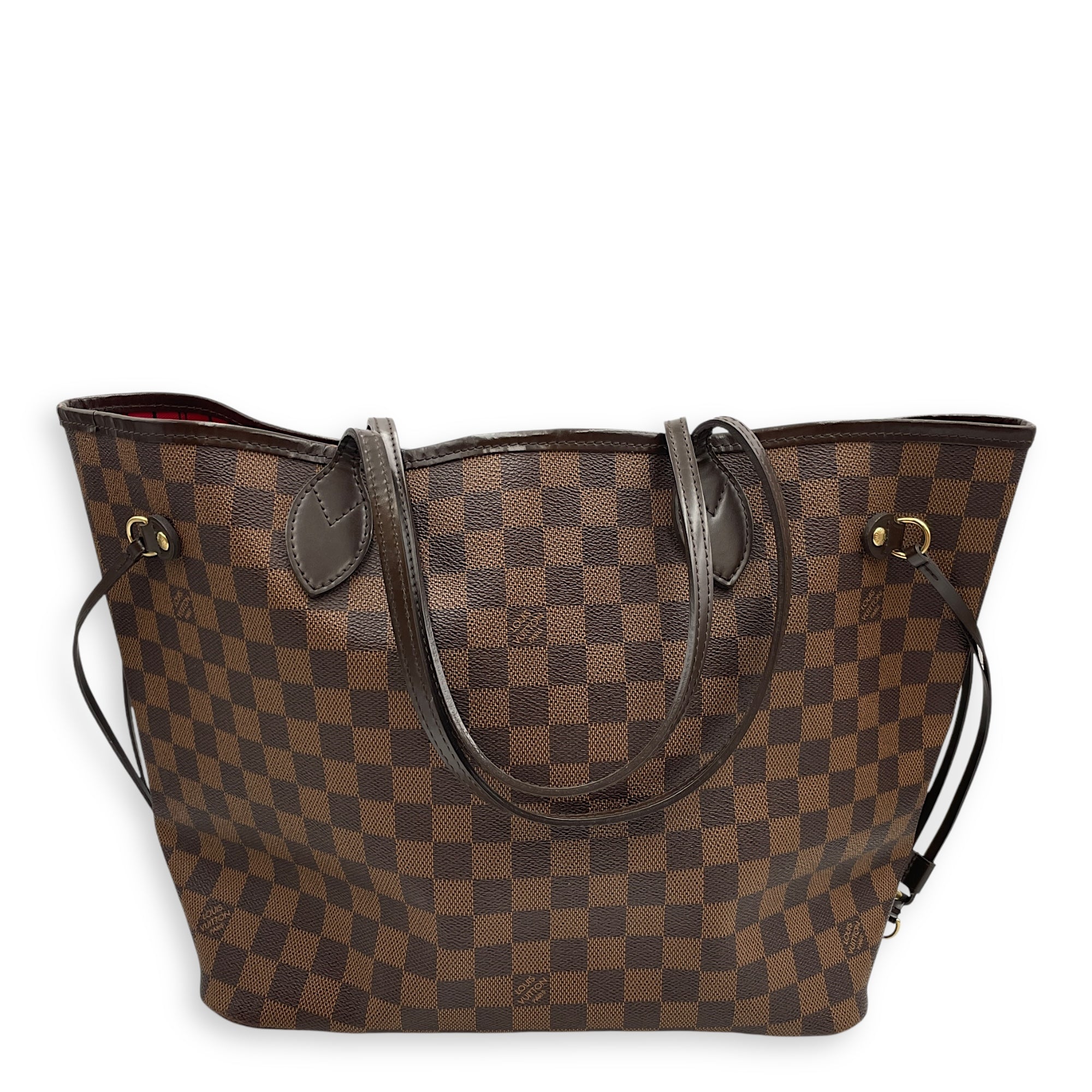 Neverfull Medium Brown Shoulder Bag in Coated Canvas, Gold hardware