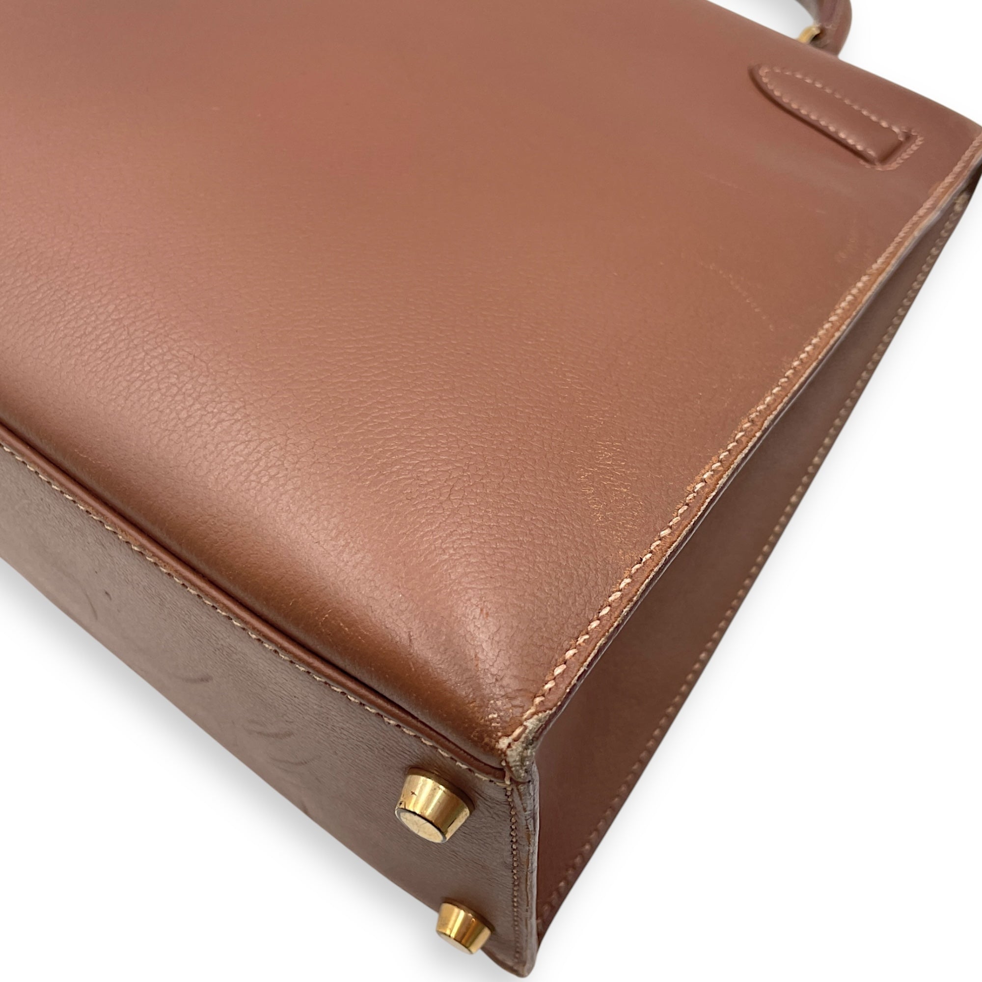 Sellier Kelly 32 Noisette in Veau Grain Lisse, Gold hardware