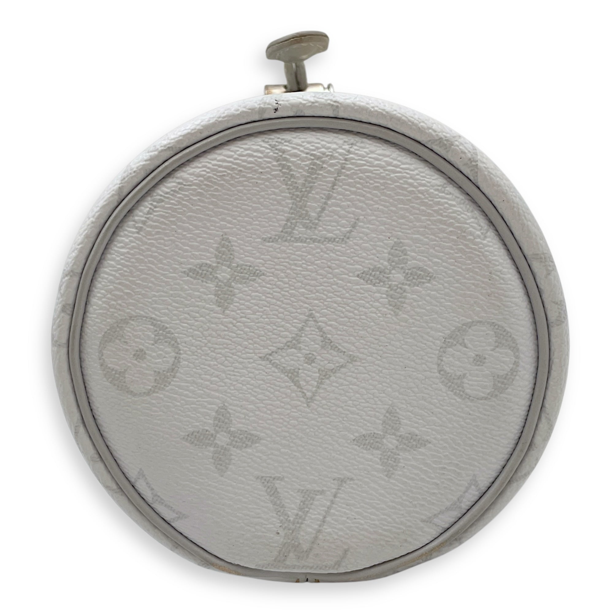 Chalk Grey Bucket Bag in Coated Canvas, Silver hardware