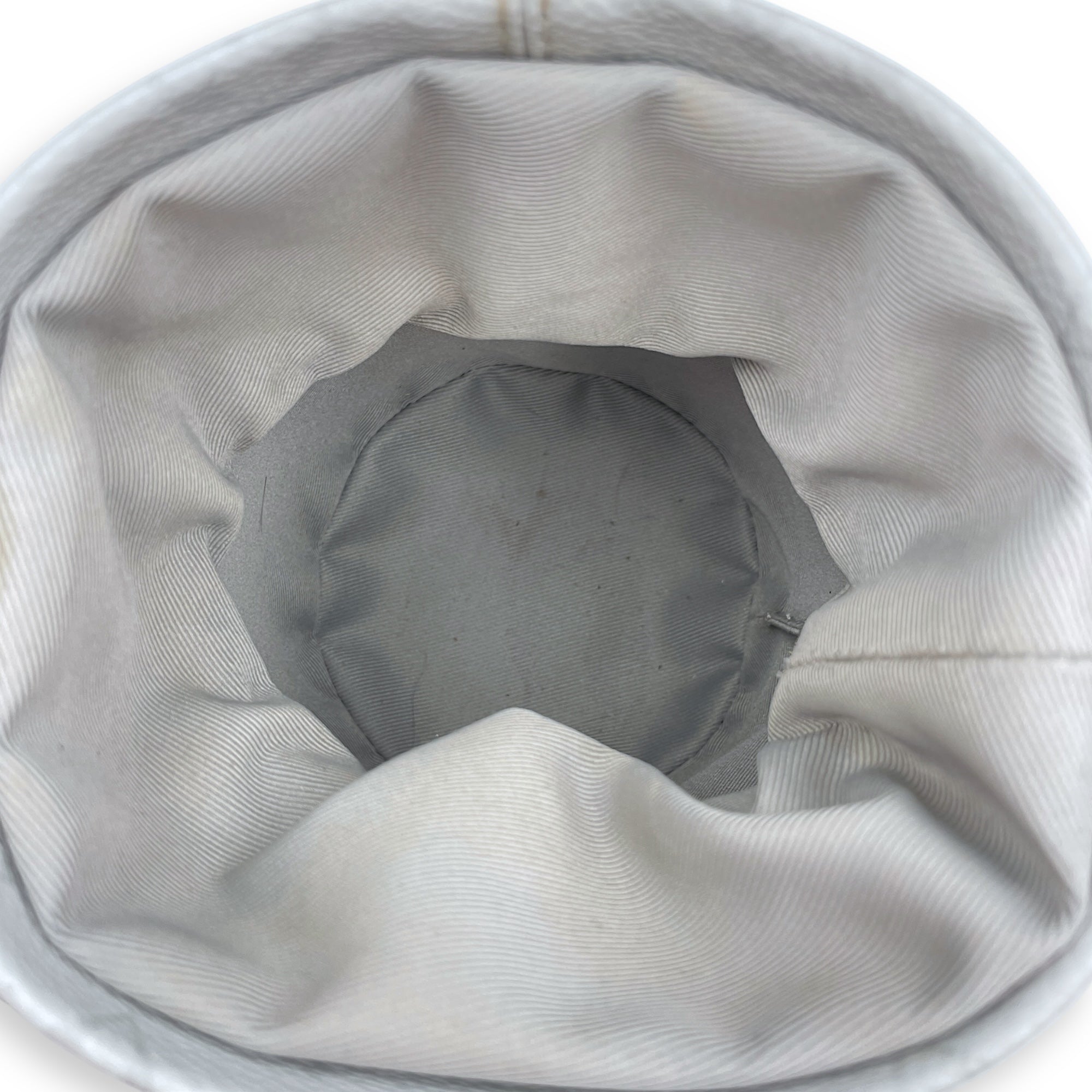 Chalk Grey Bucket Bag in Coated Canvas, Silver hardware