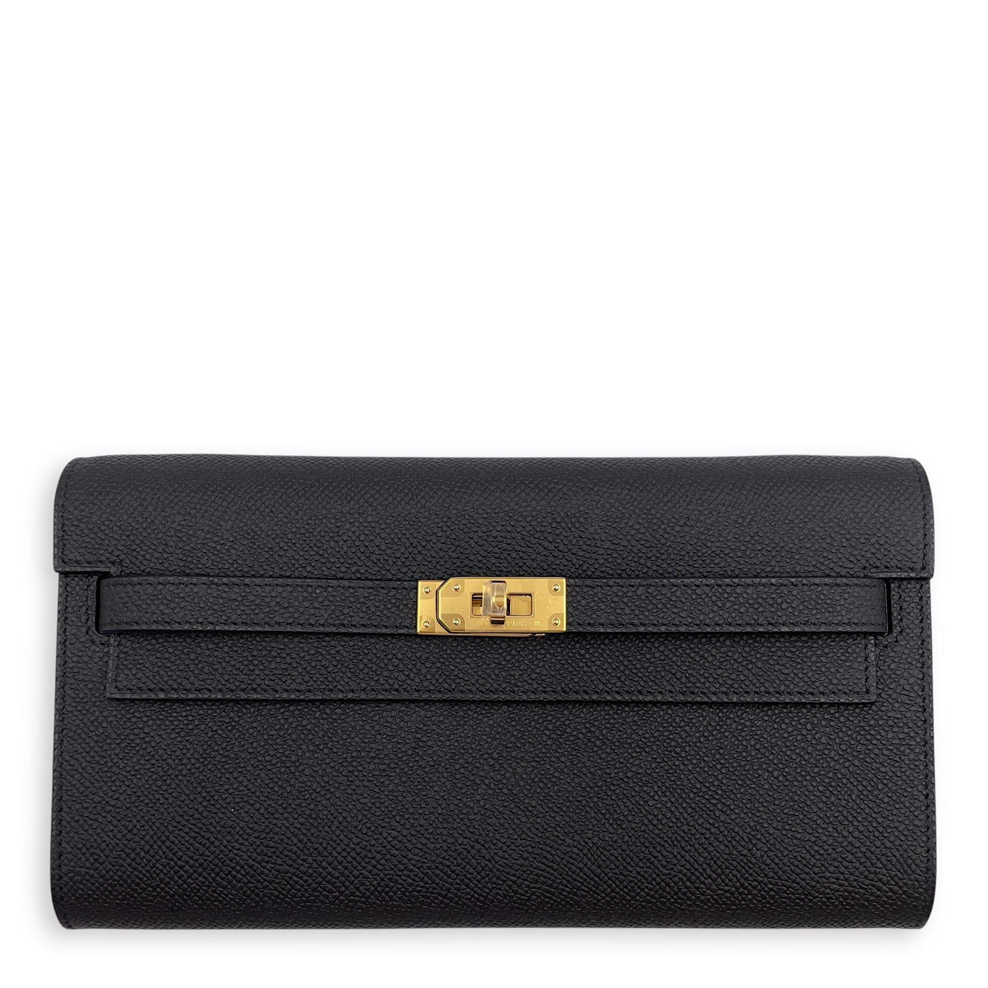 Kelly To Go Black Crossbody Bag in Epsom, Gold hardware