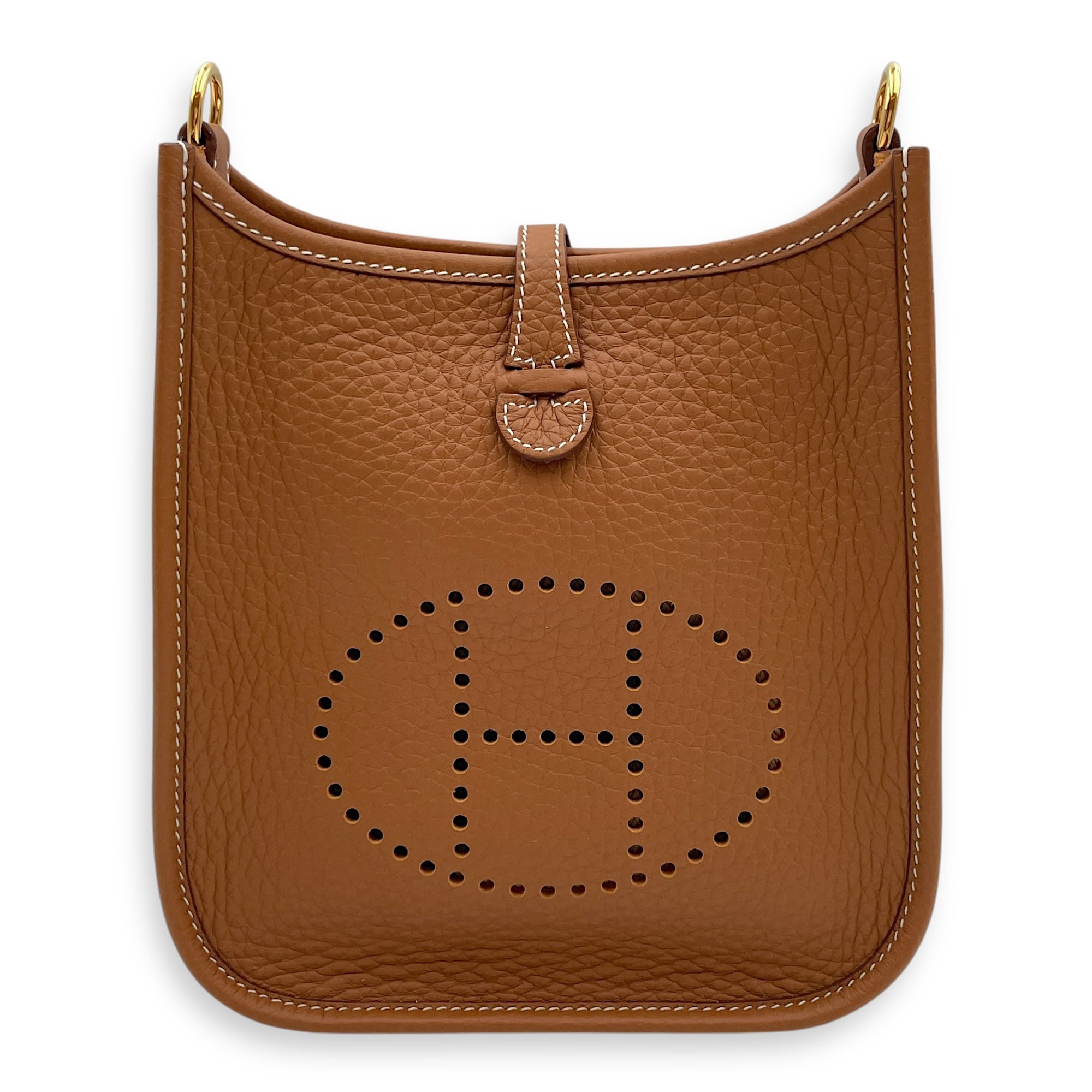 Evelyne Mini Gold in Clemence, Gold hardware