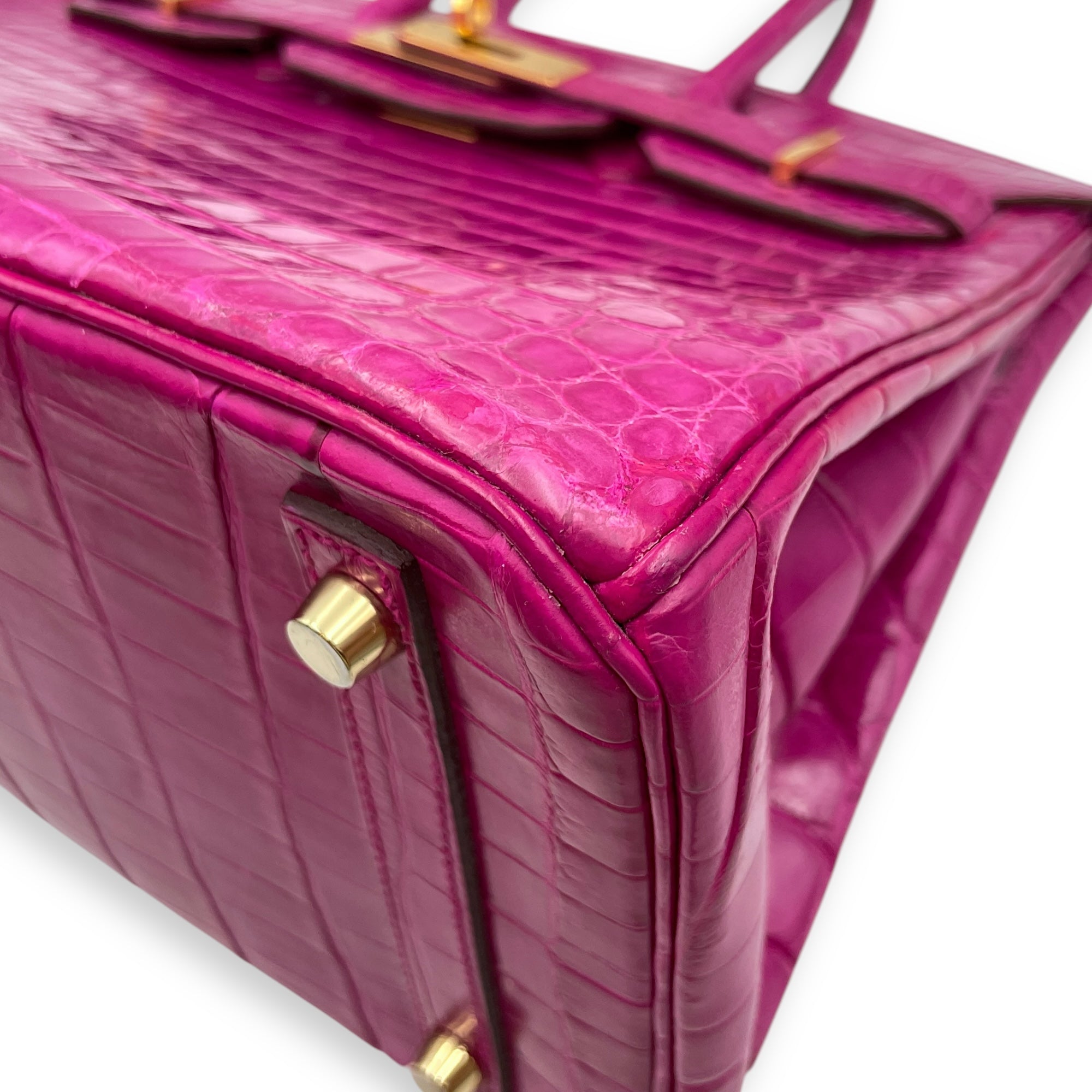 Birkin 30 Rose Sherazade in Shiny Niloticus, Gold hardware