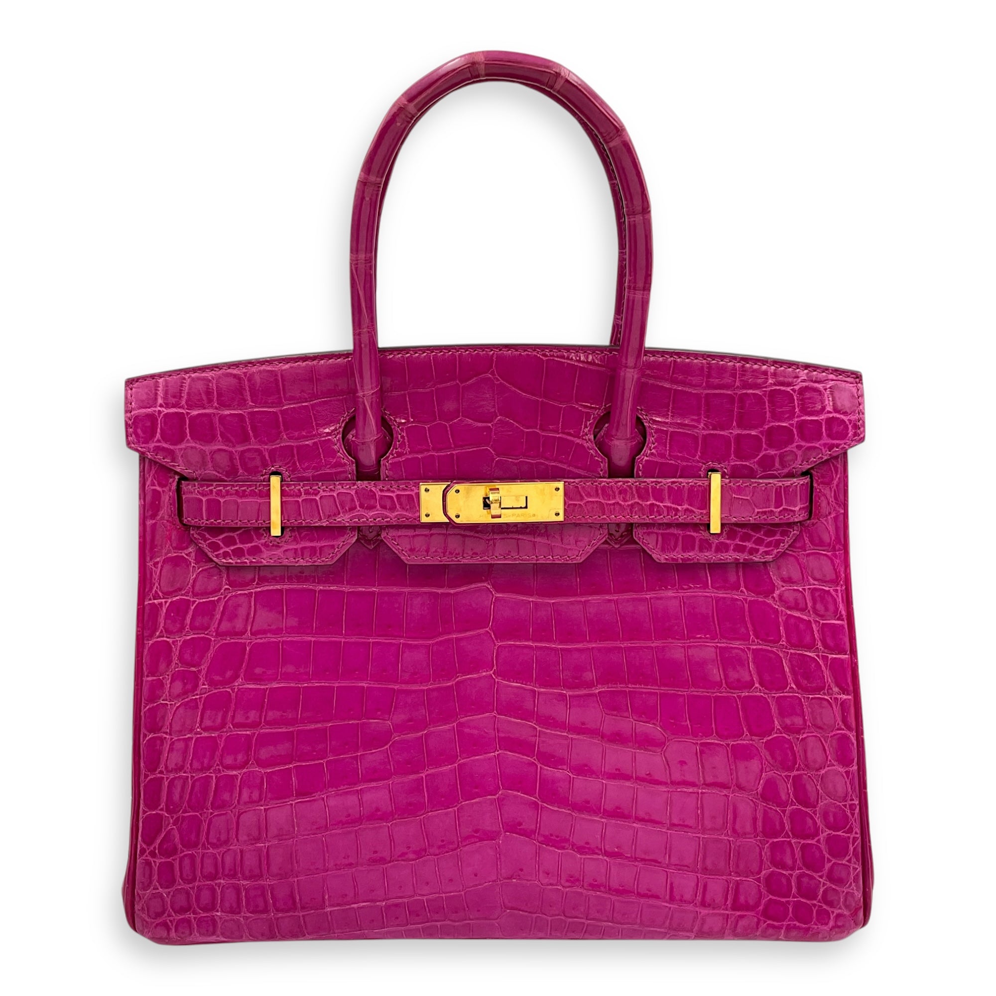 Birkin 30 Rose Sherazade in Shiny Niloticus, Gold hardware