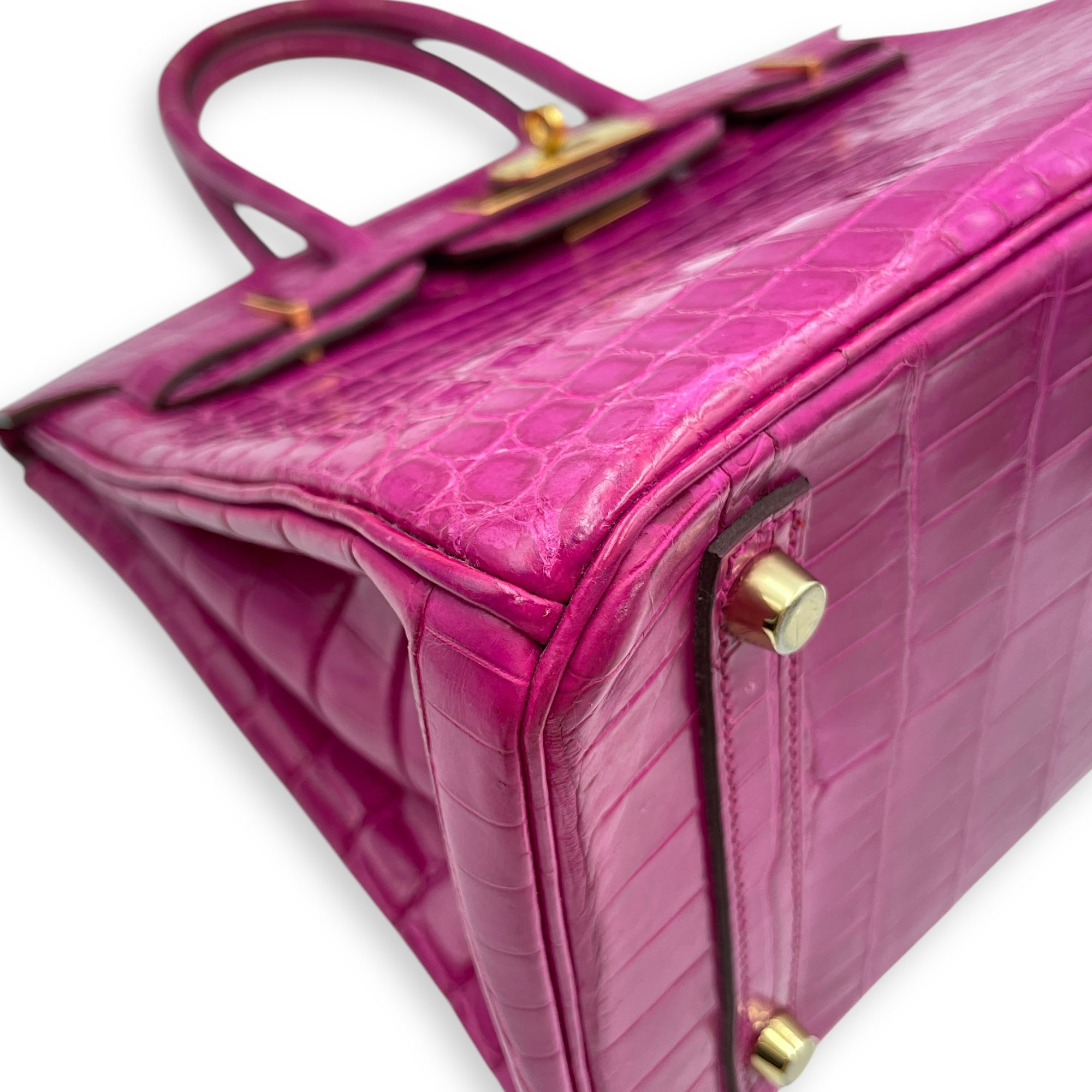 Birkin 30 Rose Sherazade in Shiny Niloticus, Gold hardware