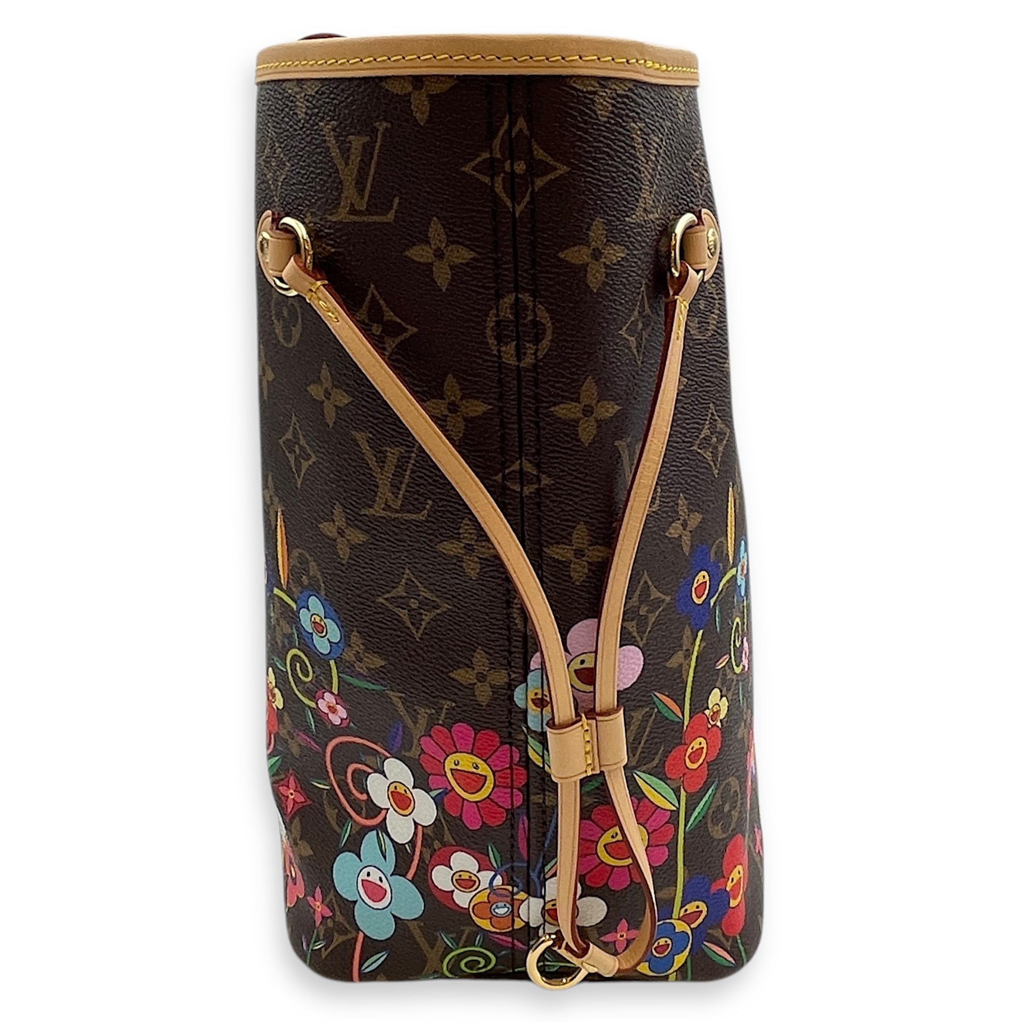 Neverfull TM with Pouch MM Brown Monogram Shoulder Bag in Coated Canvas, Gold hardware