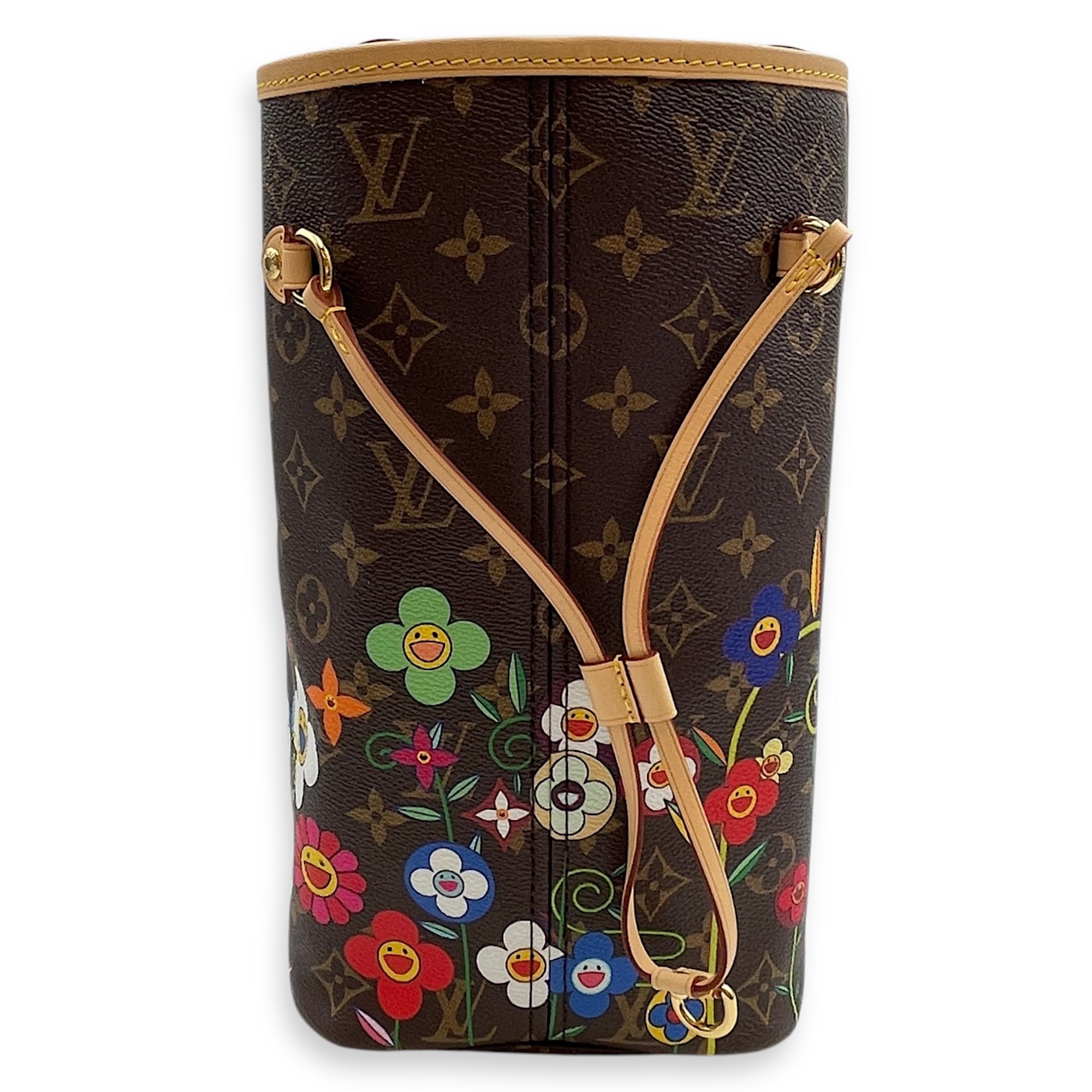 Neverfull TM with Pouch MM Brown Monogram Shoulder Bag in Coated Canvas, Gold hardware