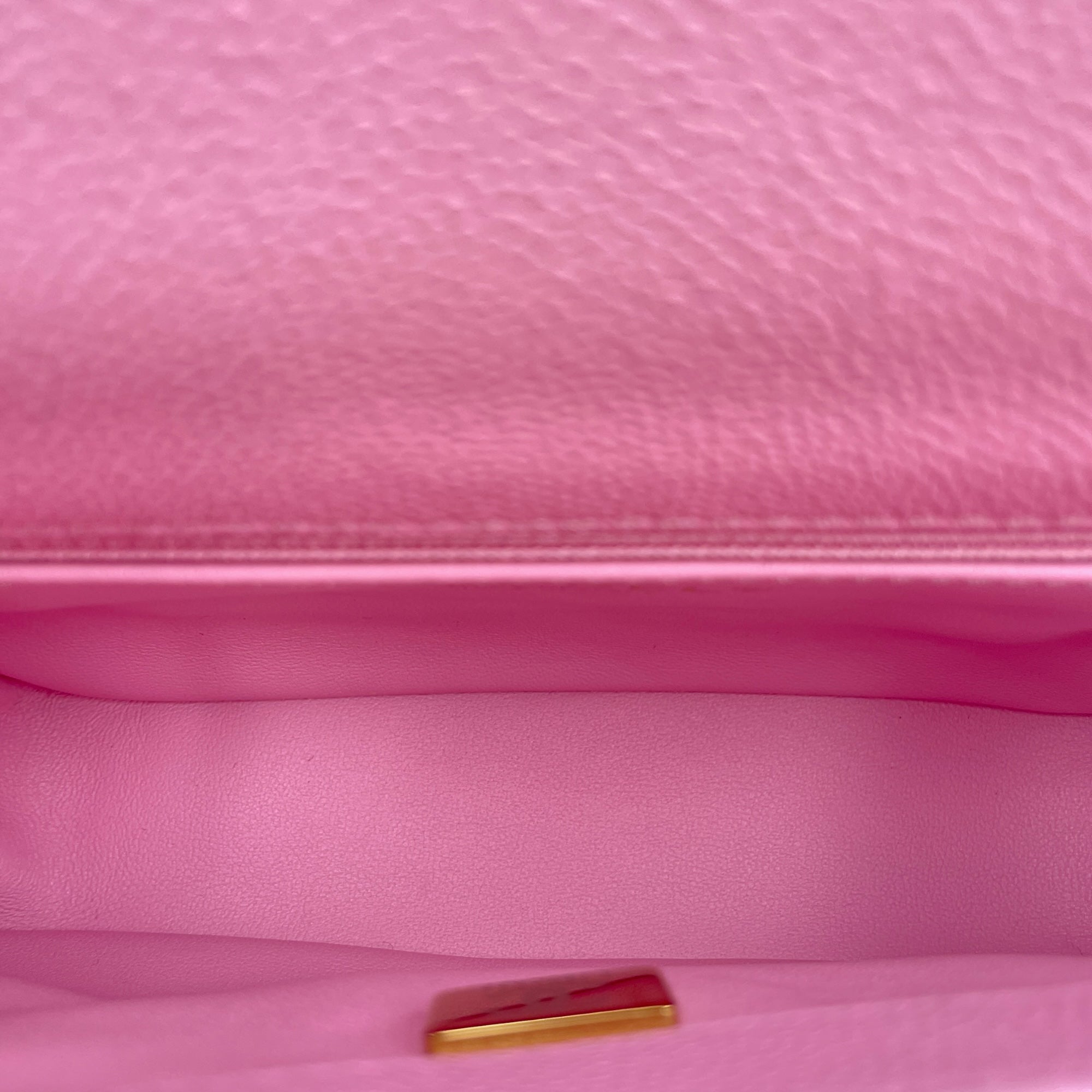 23P Quilted Flap Mini Pink Shoulder Bag in Caviar Leather, Gold hardware