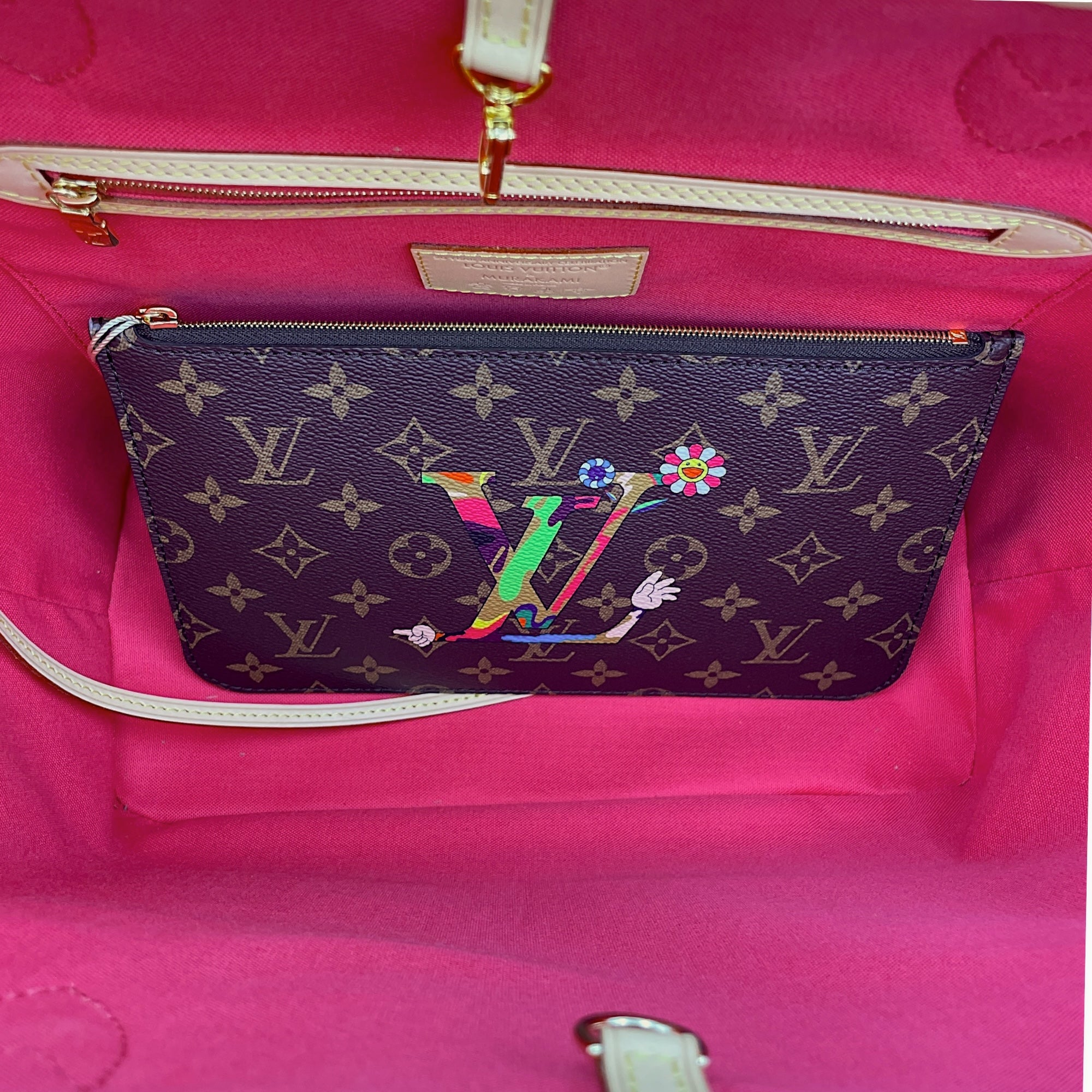 Neverfull TM with Pouch MM Brown Monogram Shoulder Bag in Coated Canvas, Gold hardware