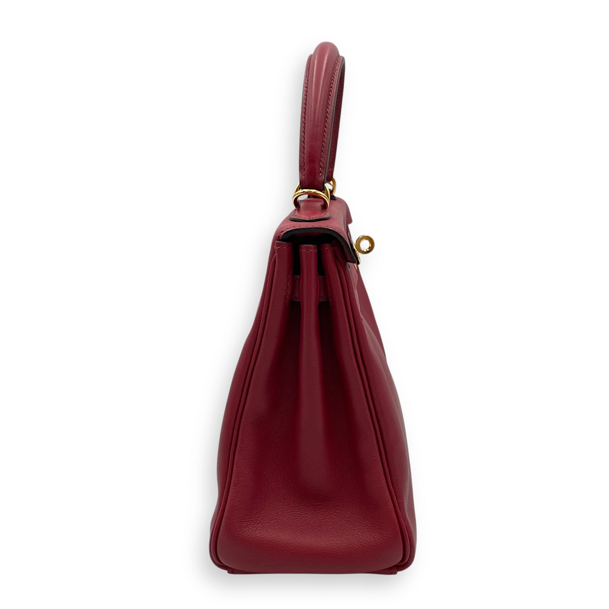 Kelly 25 Rouge Grenat in Swift, Gold hardware