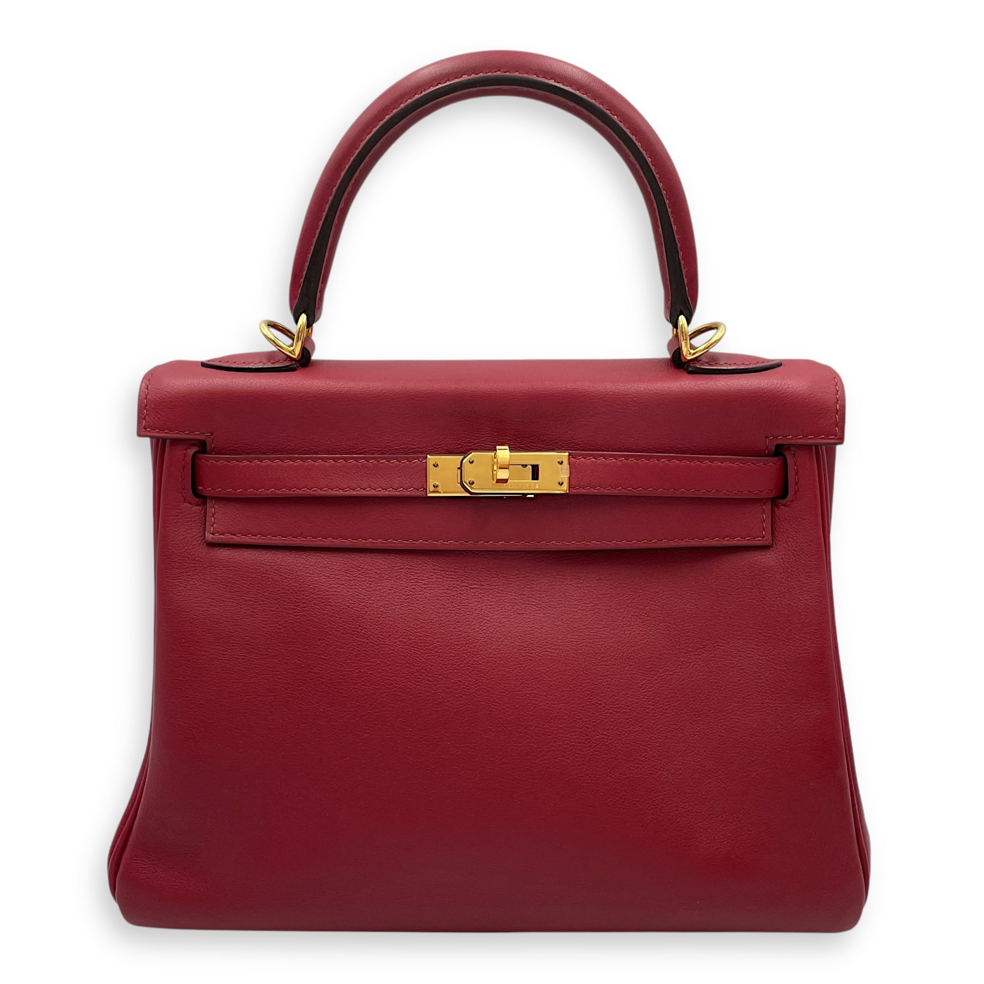Kelly 25 Rouge Grenat in Swift, Gold hardware