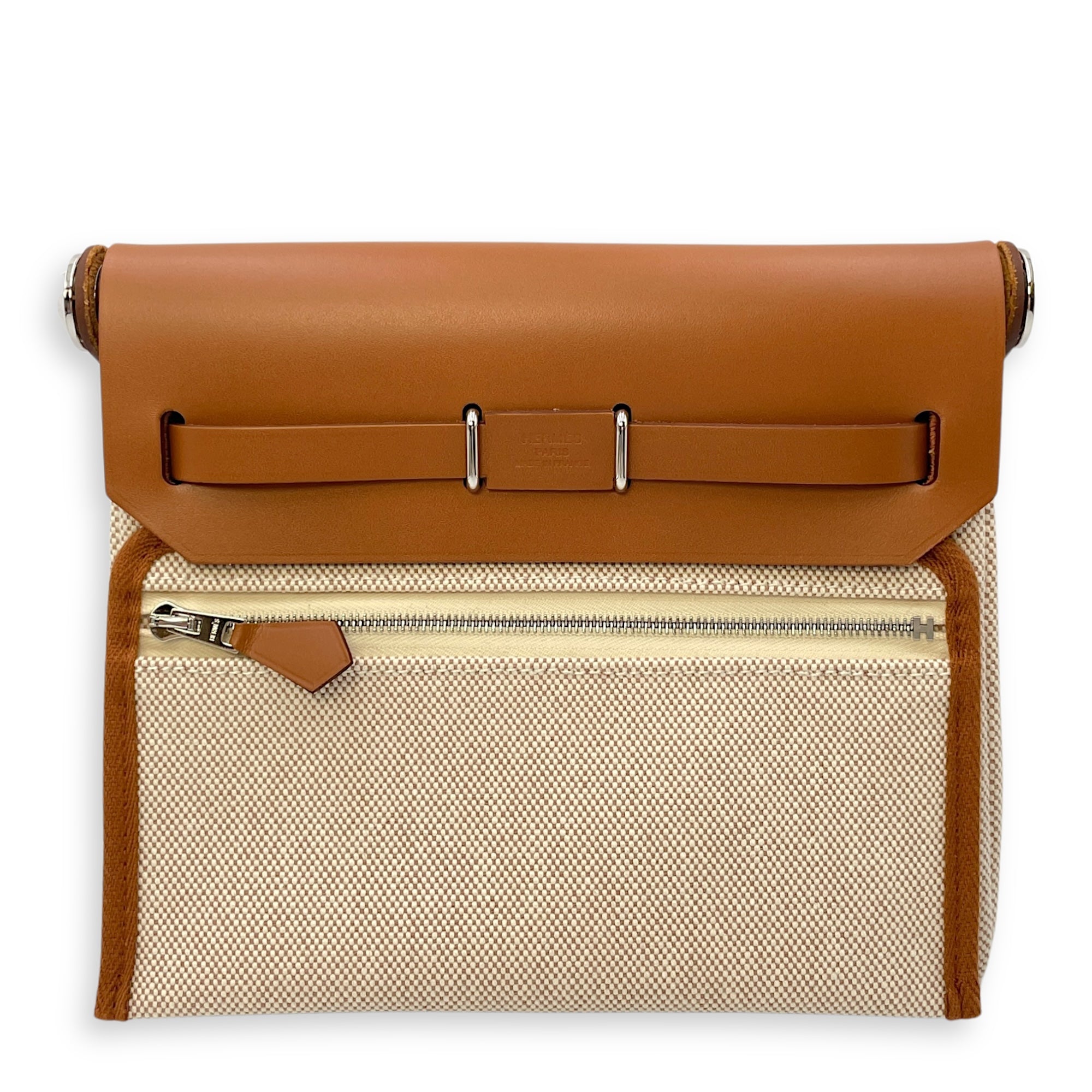 Herbag Mini Fauve/Ecru-Beige in Vache Hunter/Toile, Palladium hardware