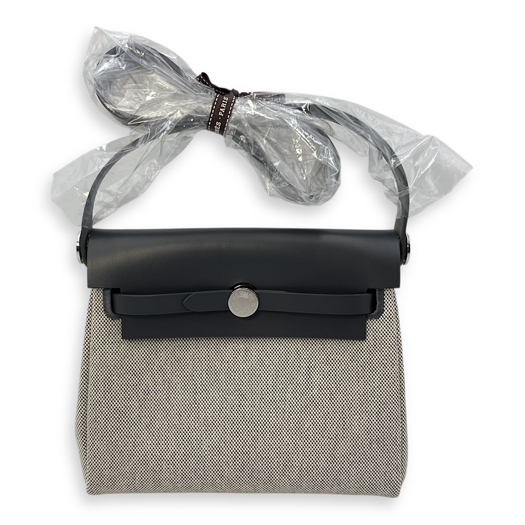 Herbag Mini Ardoise/Ecru-Ardoise in Toile/Vache Hunter, Palladium hardware