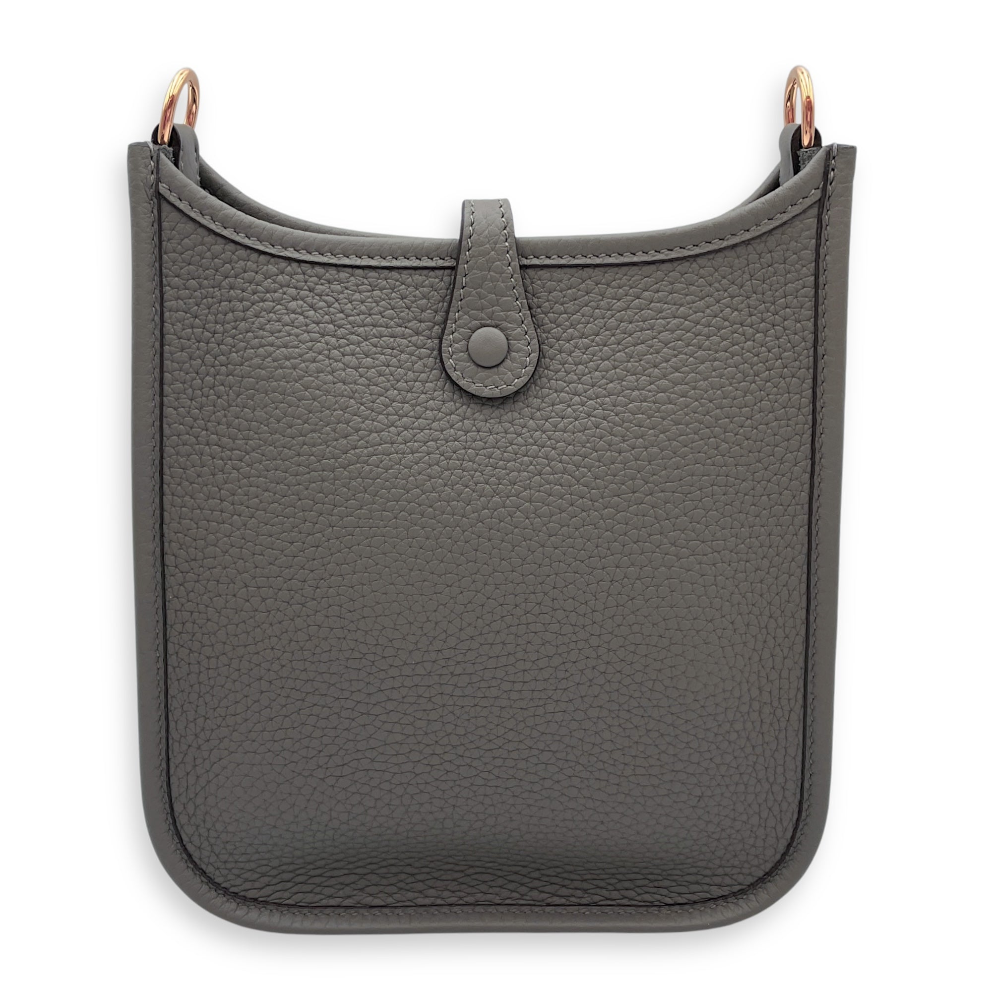 Evelyne Mini Gris Meyer in Clemence, Gold hardware