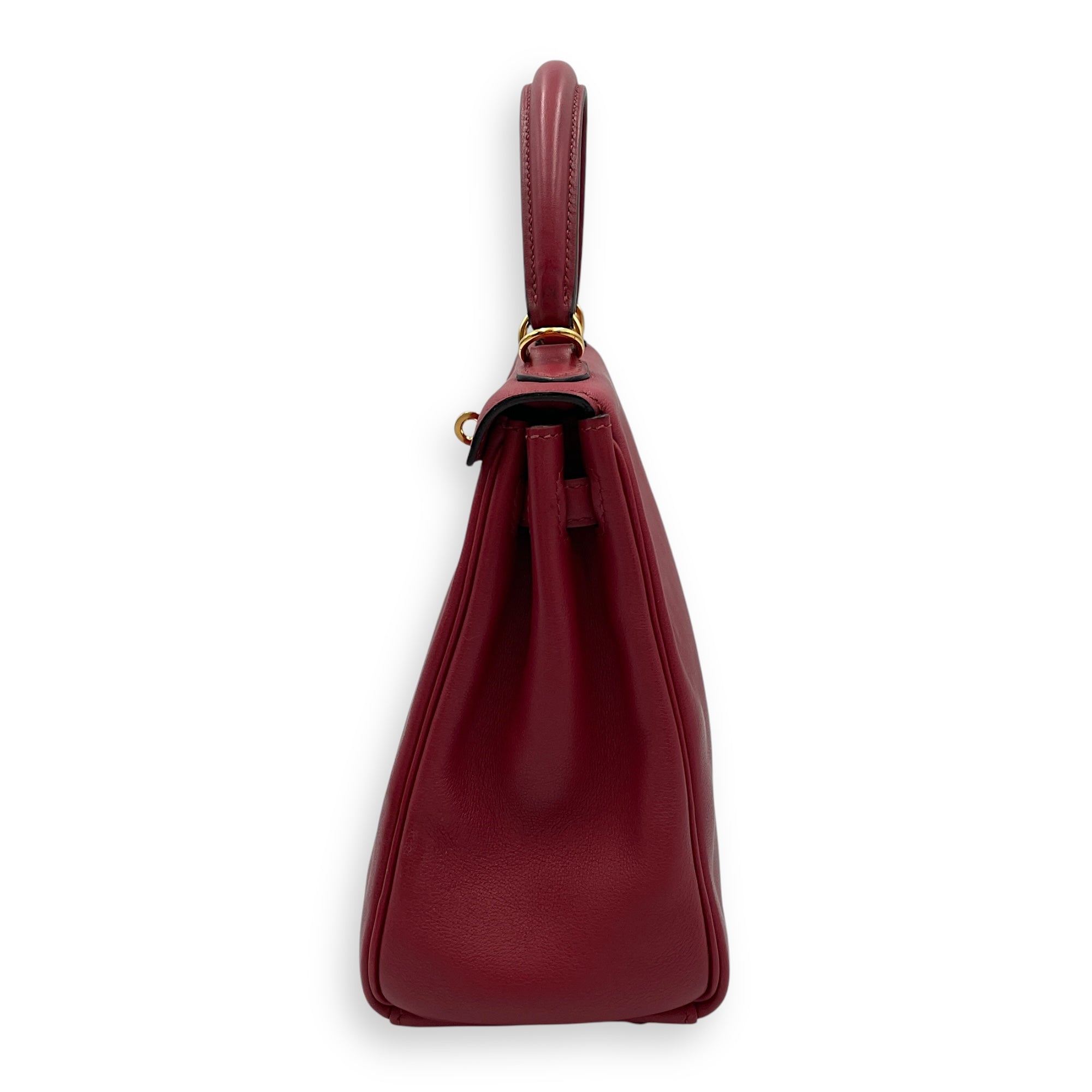 Kelly 25 Rouge Grenat in Swift, Gold hardware