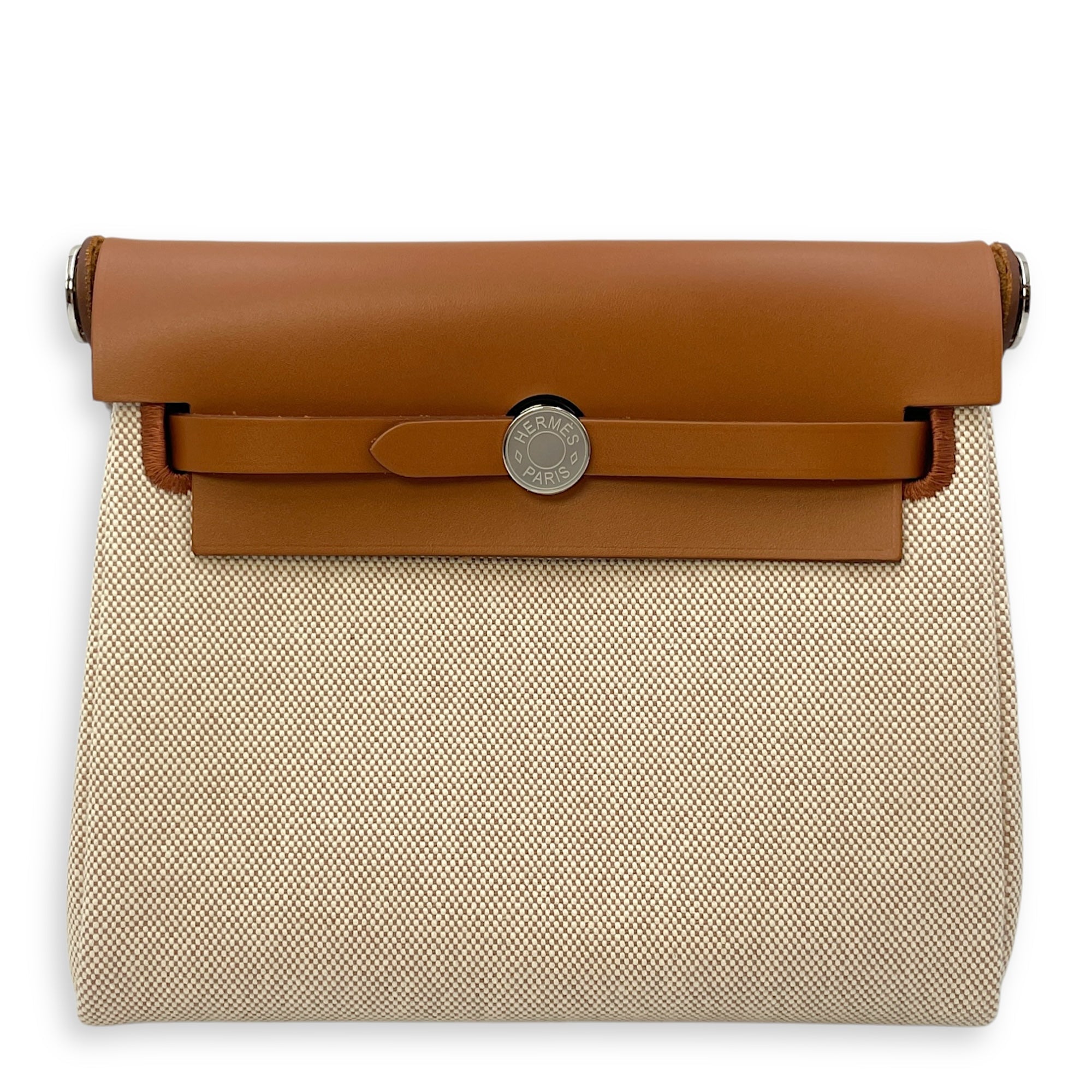 Herbag Mini Fauve/Ecru-Beige in Vache Hunter/Toile, Palladium hardware