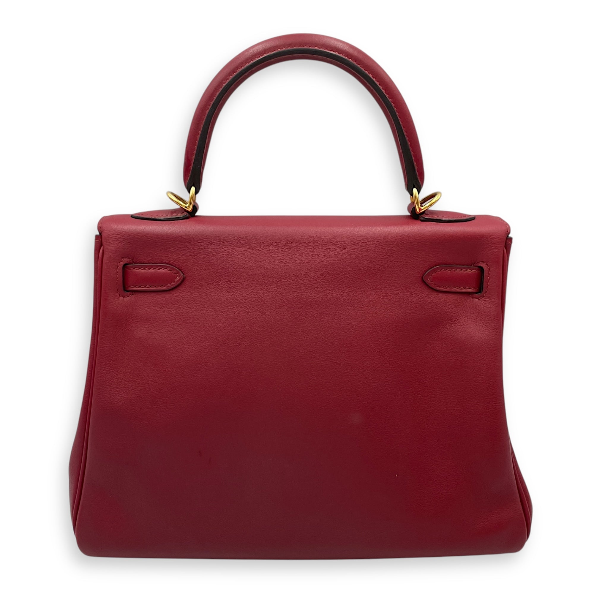 Kelly 25 Rouge Grenat in Swift, Gold hardware