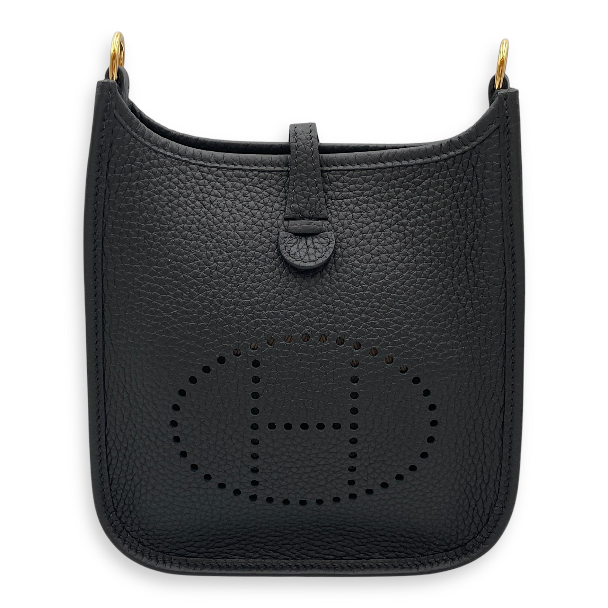Evelyne Mini Black in Clemence, Gold hardware