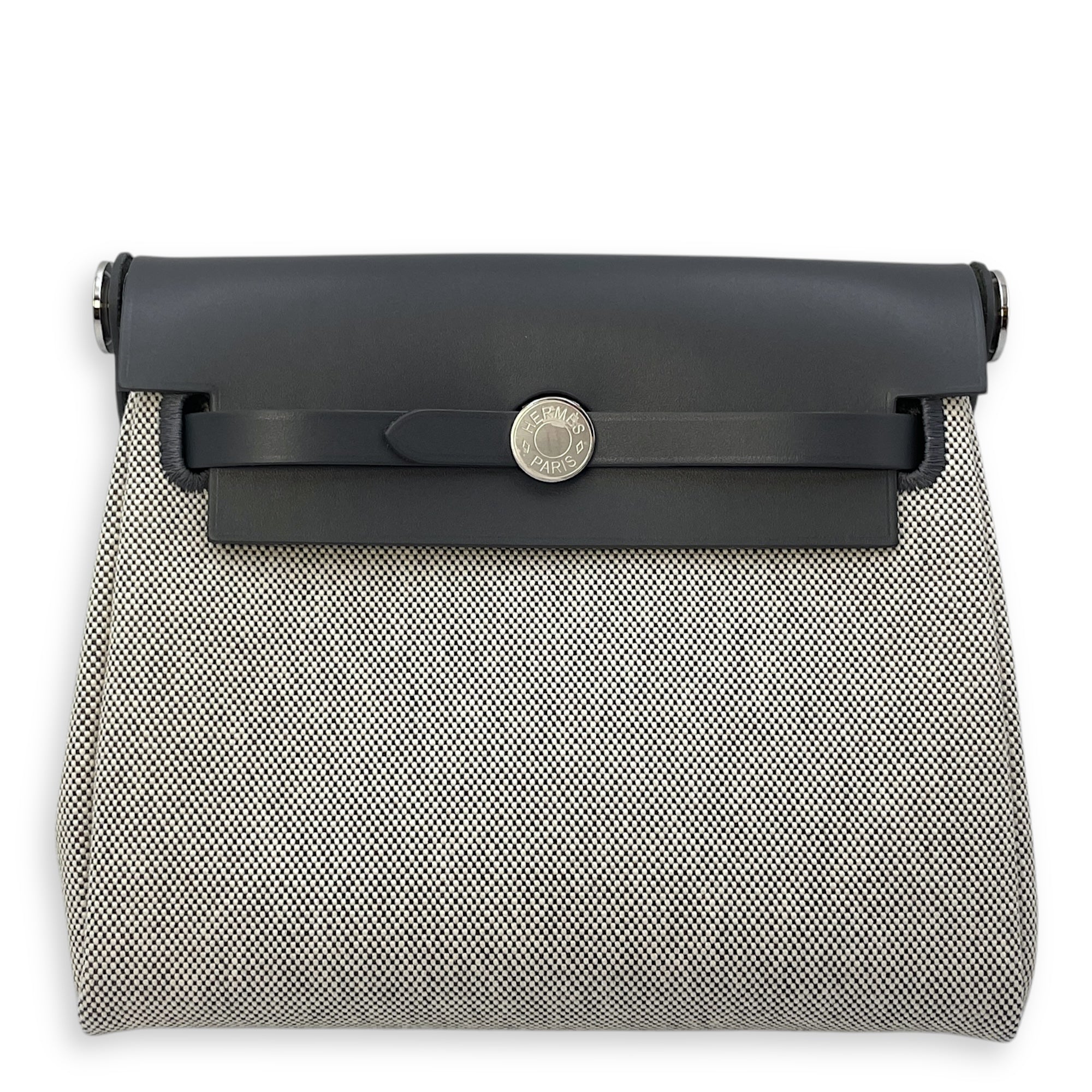 Herbag Mini Ardoise/Ecru-Ardoise in Toile/Vache Hunter, Palladium hardware