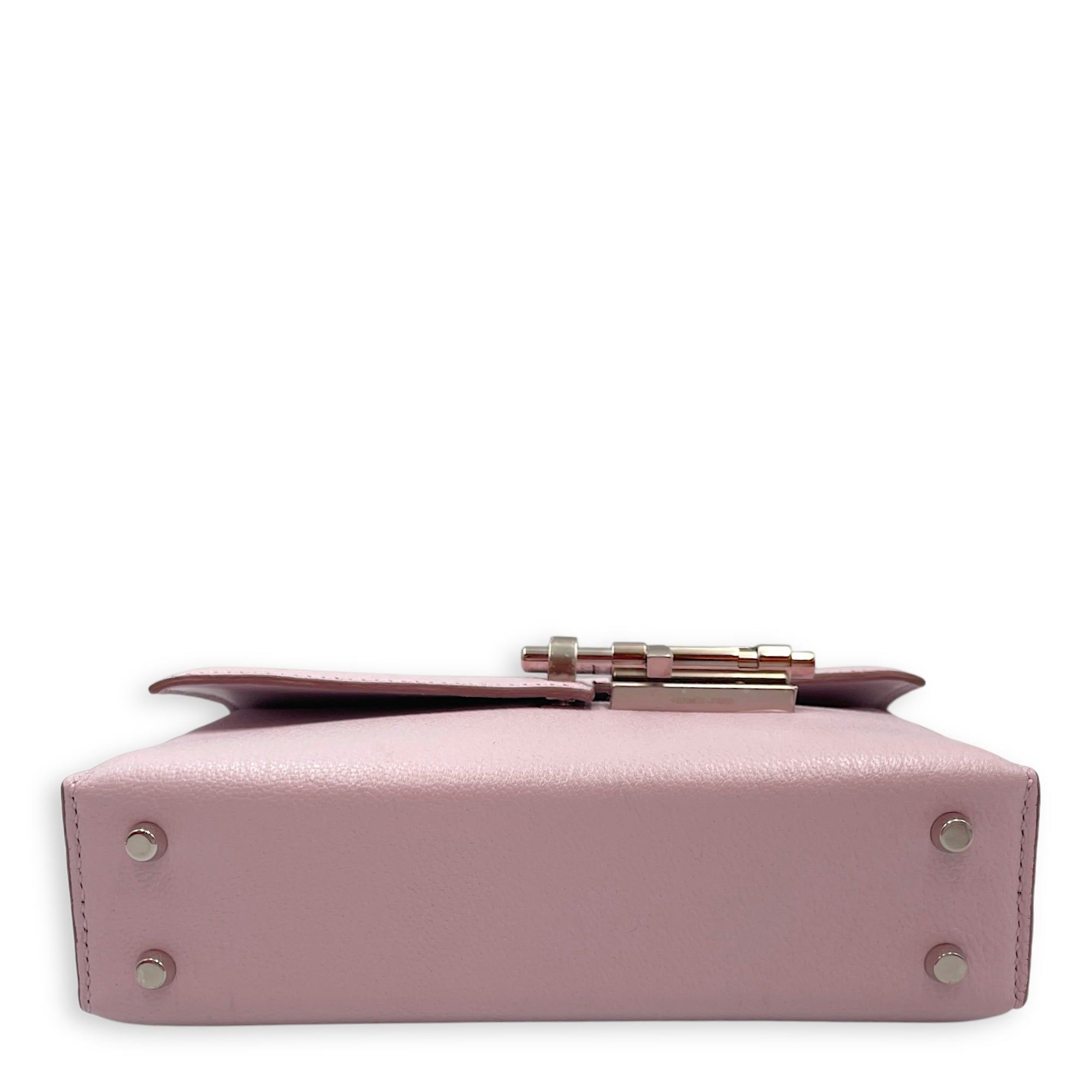 Verrou Chaine Mini Mauve Pale in Chevre Mysore, Palladium hardware