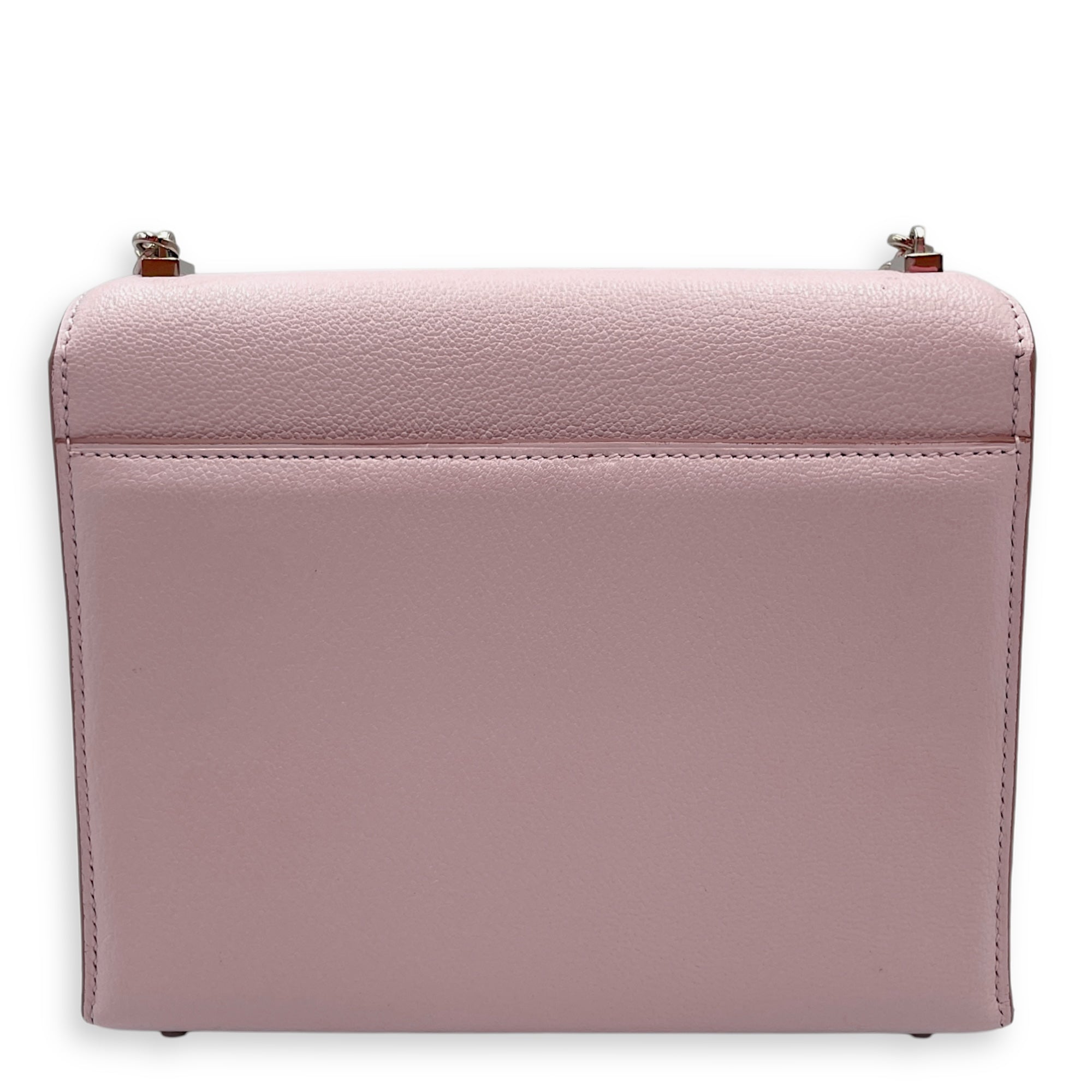 Verrou Chaine Mini Mauve Pale in Chevre Mysore, Palladium hardware