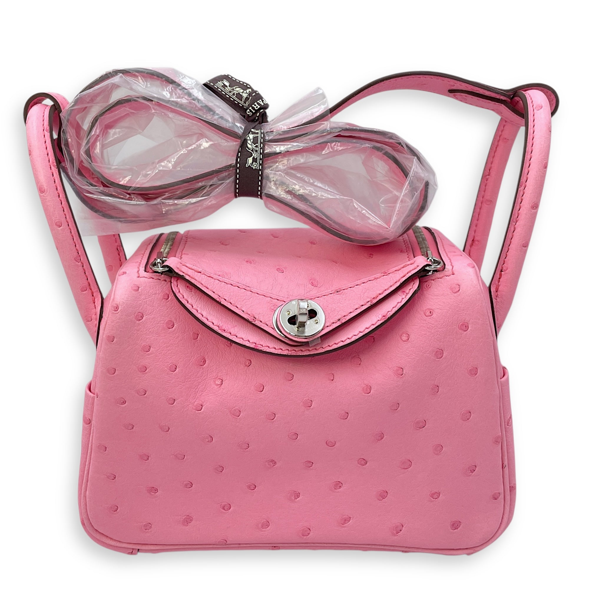 Lindy Mini Bubblegum in Ostrich, Palladium hardware